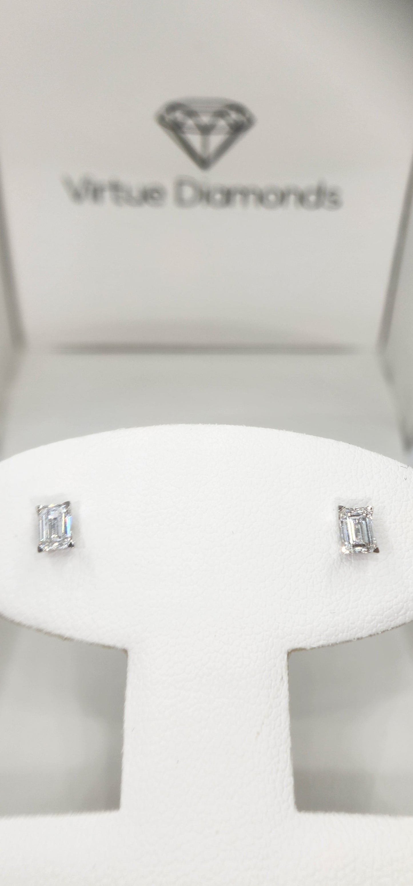 .5 Carat Total Weight 14K White Gold Emerald Cut Lab Grown Diamond Studs