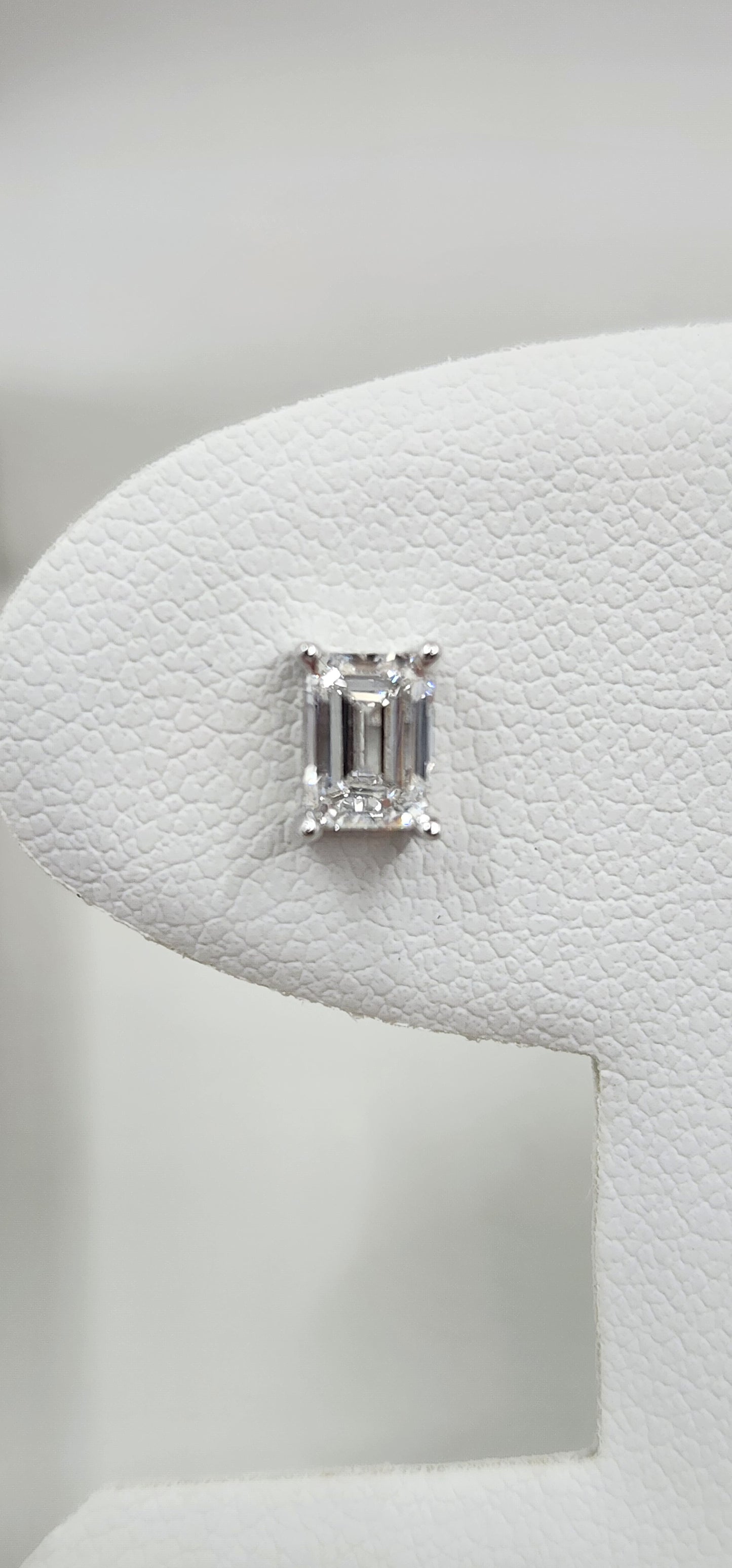 1 Carat Total Weight 14K White Gold Emerald Cut Lab Grown Diamond Studs