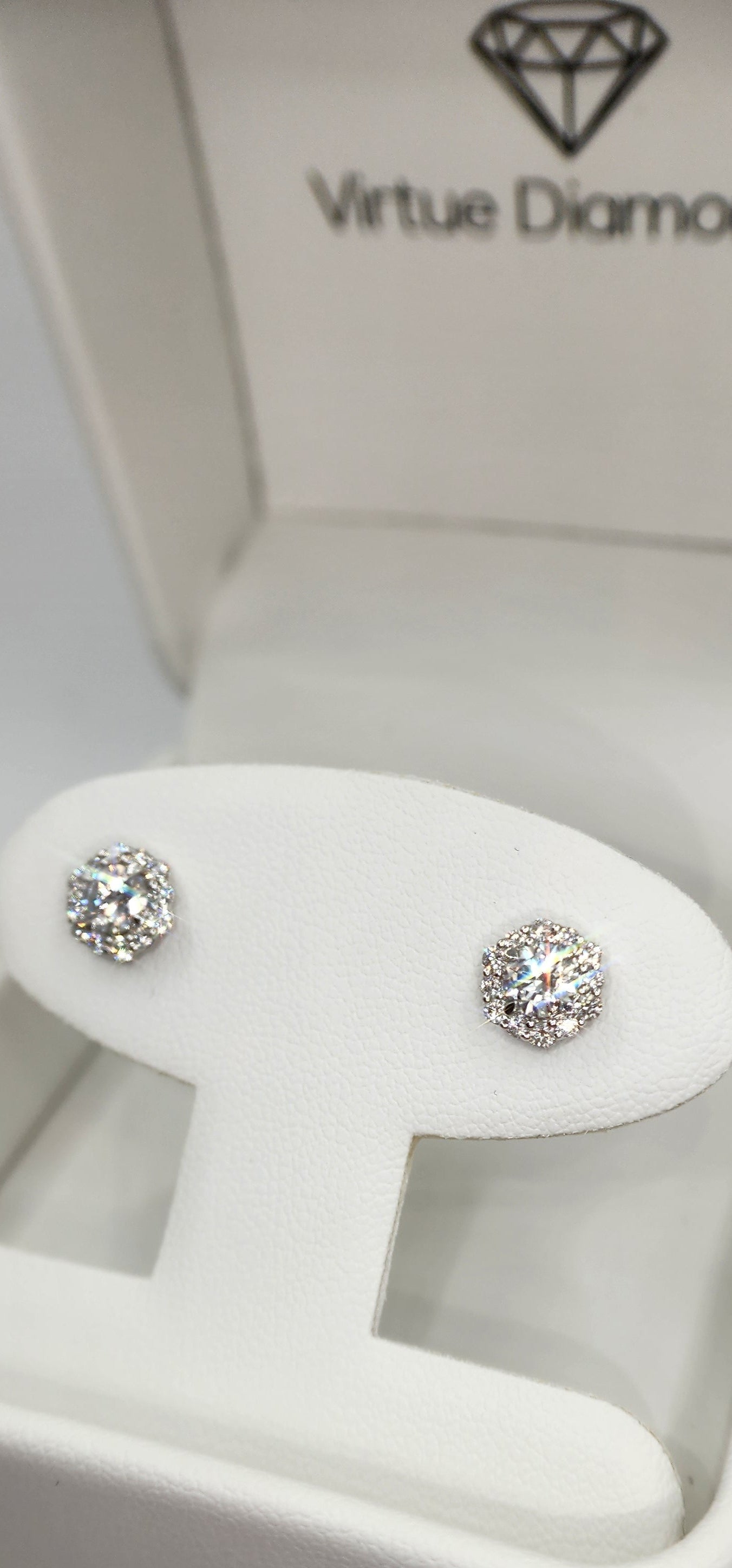 1 Carat Total Weight 14K White Gold Halo Lab Grown Diamond Studs (Center Stones are .66 CT Each)