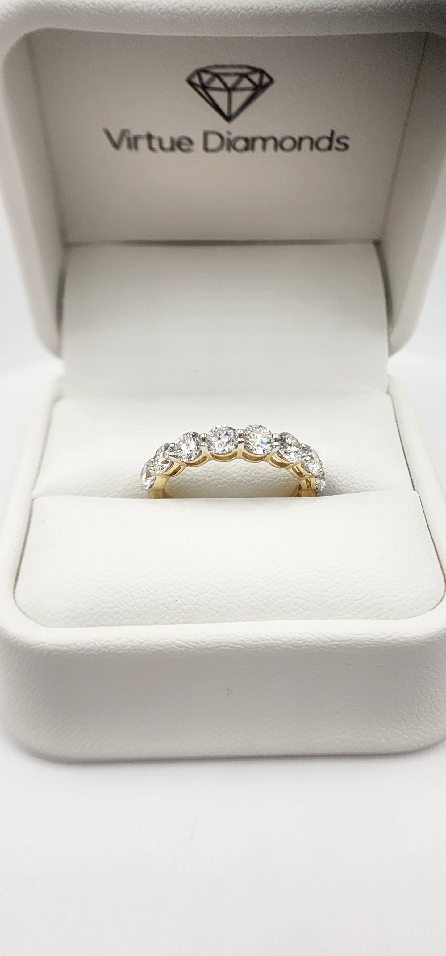 2 Carat Total Weight Round Lab Grown Diamond Annivesary Band, Yellow Gold, Size 7