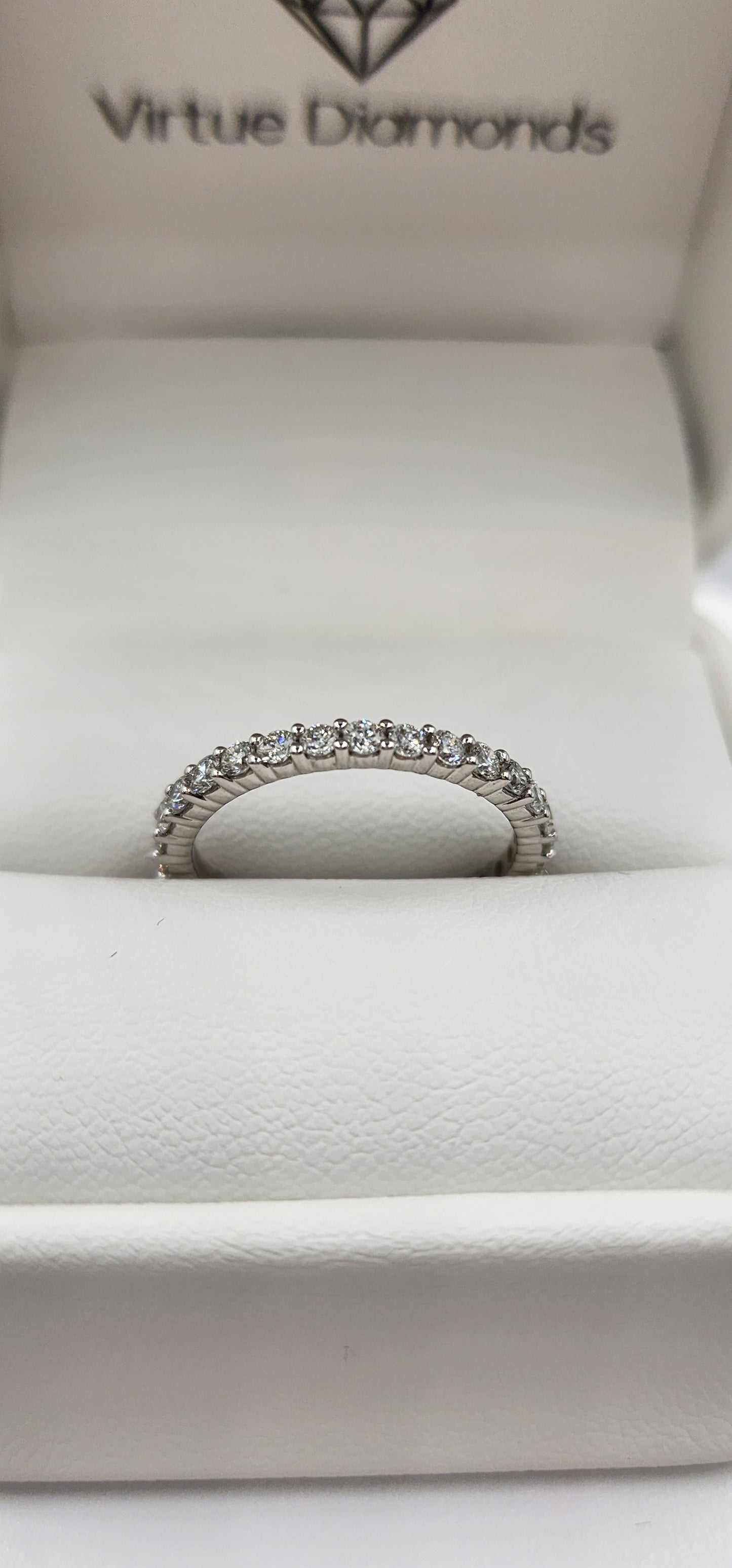 1 Carat Total Weight Round Lab Grown Diamond Eternity Band, White Gold, Size 7