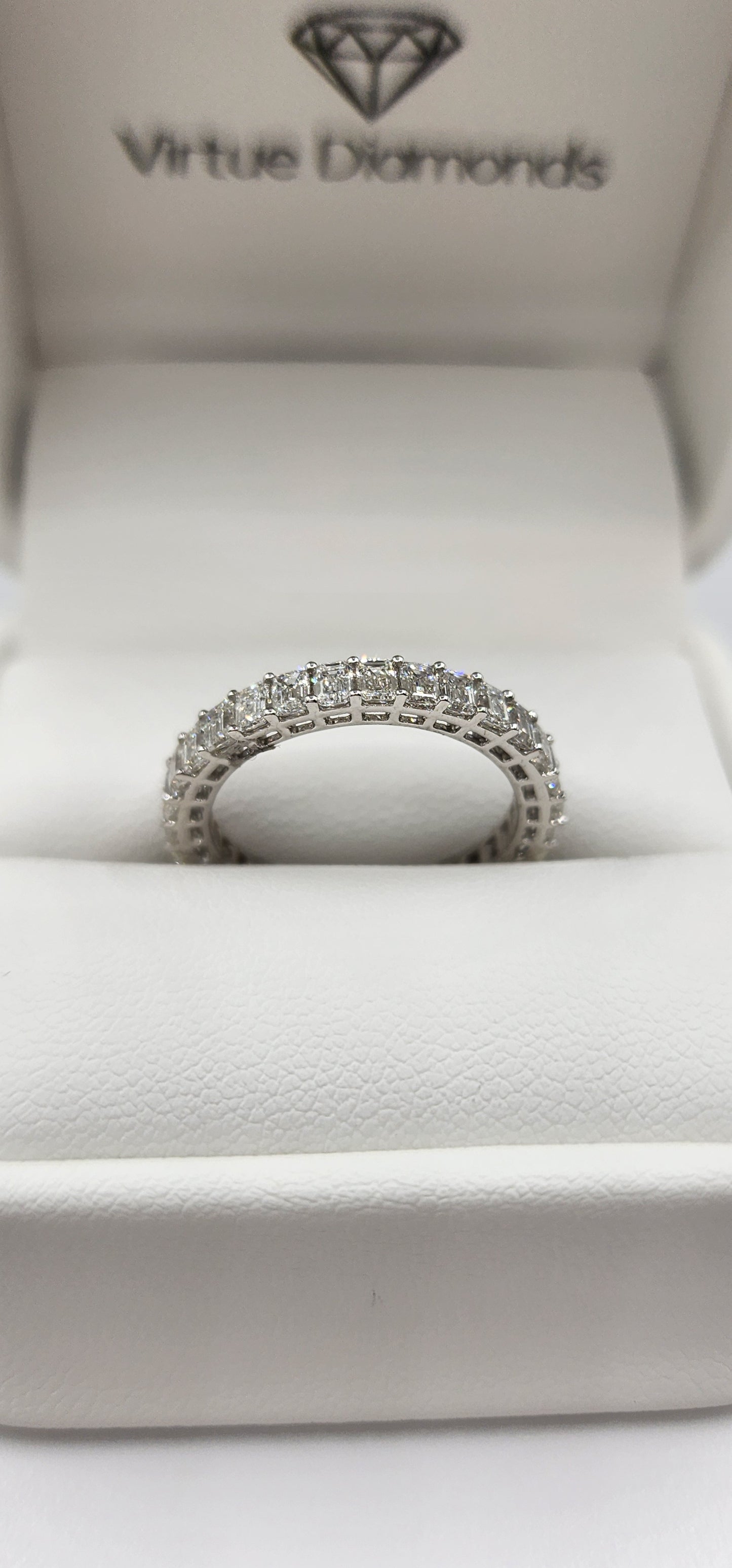 2 Carat Total Weight Emerald Cut Lab Grown Diamond Eternity Band, 14k White Gold, Size 7