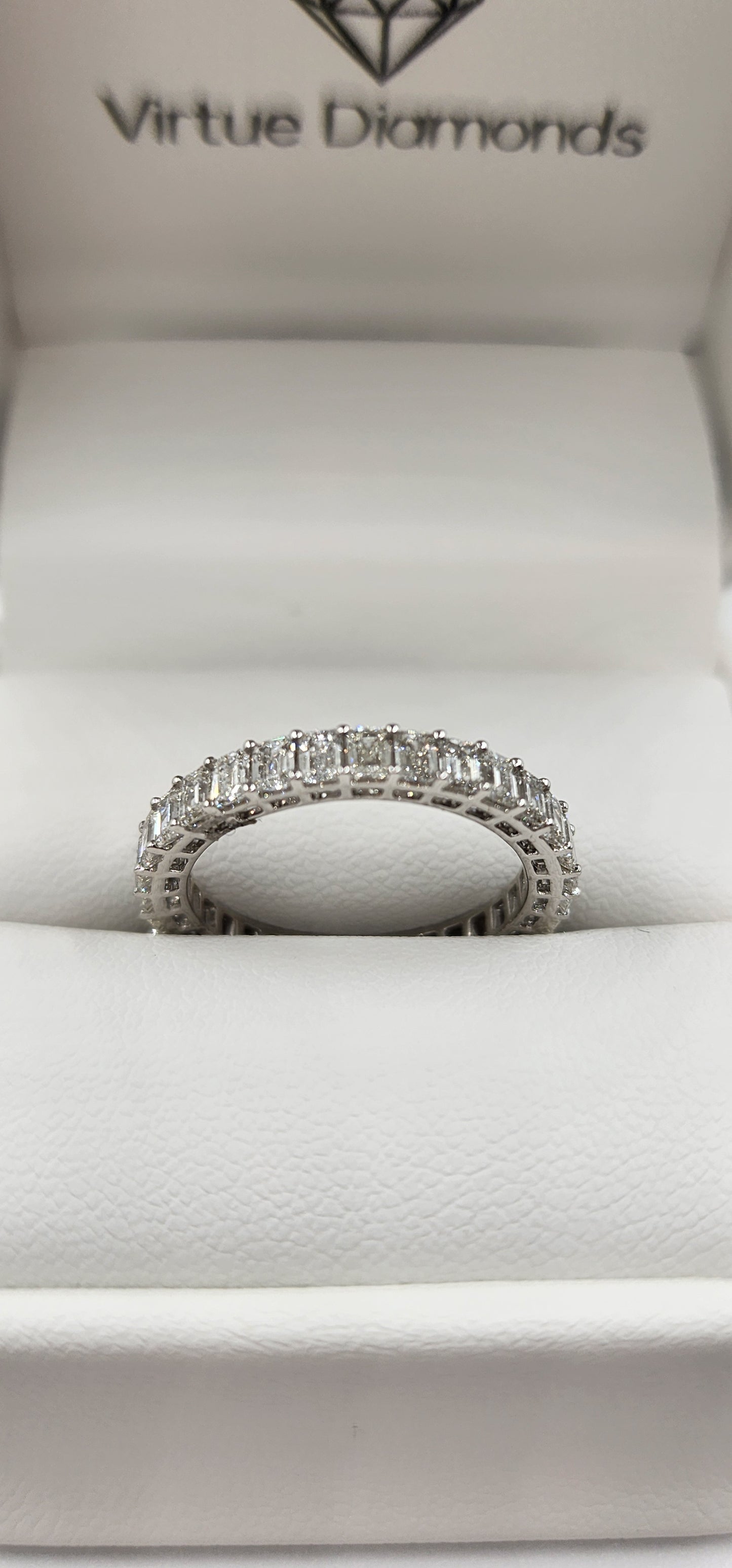 2 Carat Total Weight Emerald Cut Lab Grown Diamond Eternity Band, 14k White Gold, Size 7