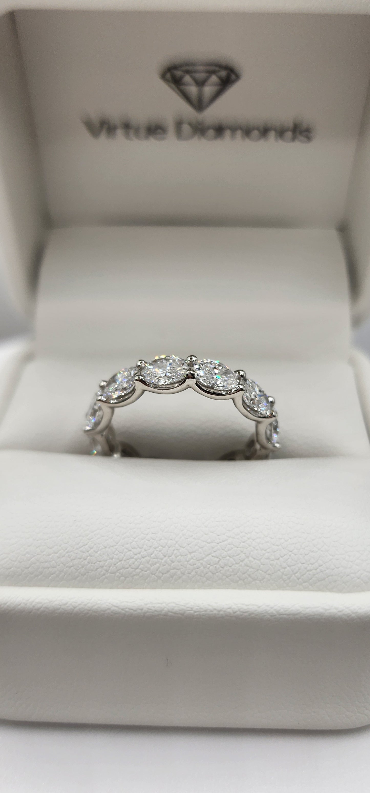 4 Carat Total Weight Oval Eternity Band (East/West Setting), 14k White Gold, Size 7