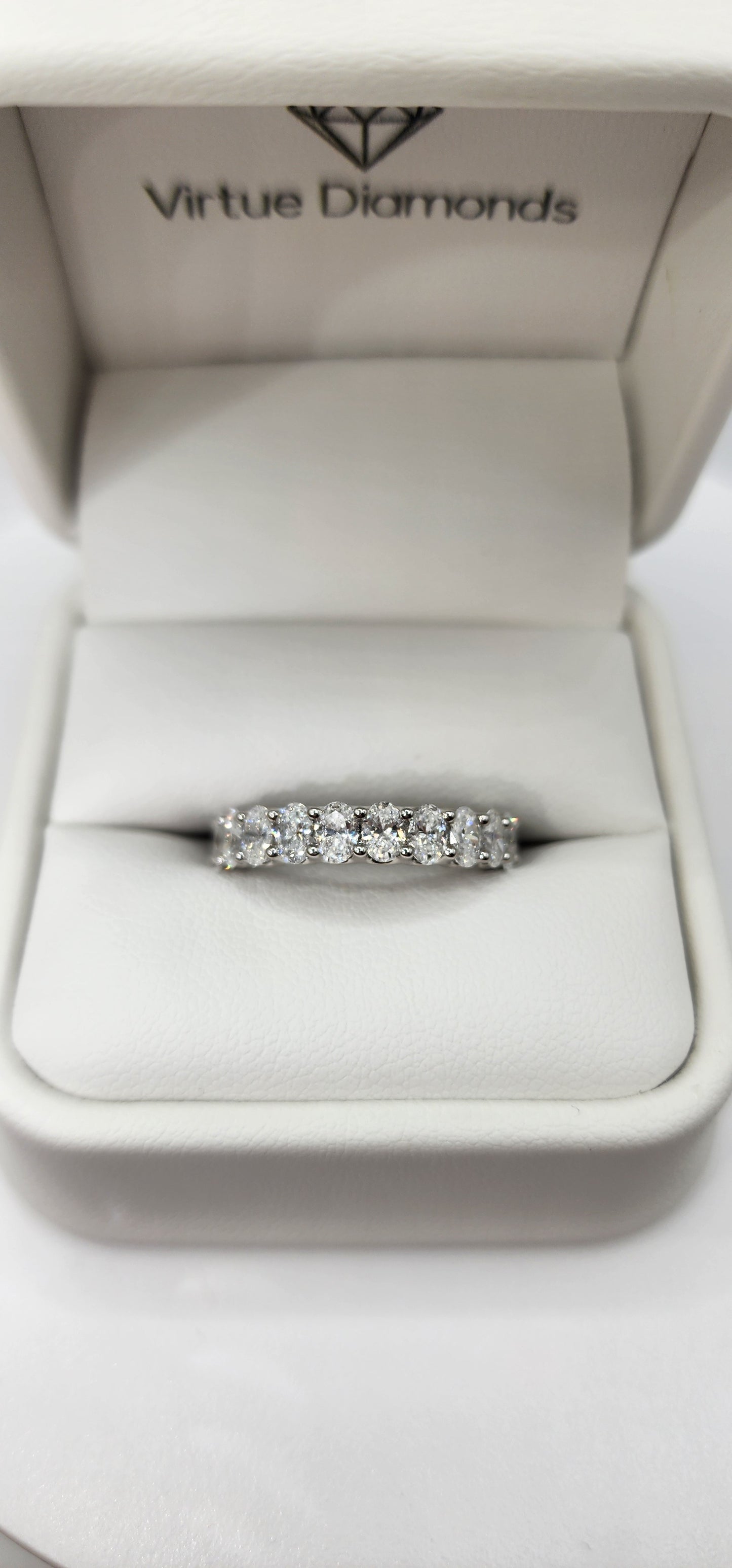 3 Carat Total Weight Oval Eternity Band, 14k White Gold, Size 7