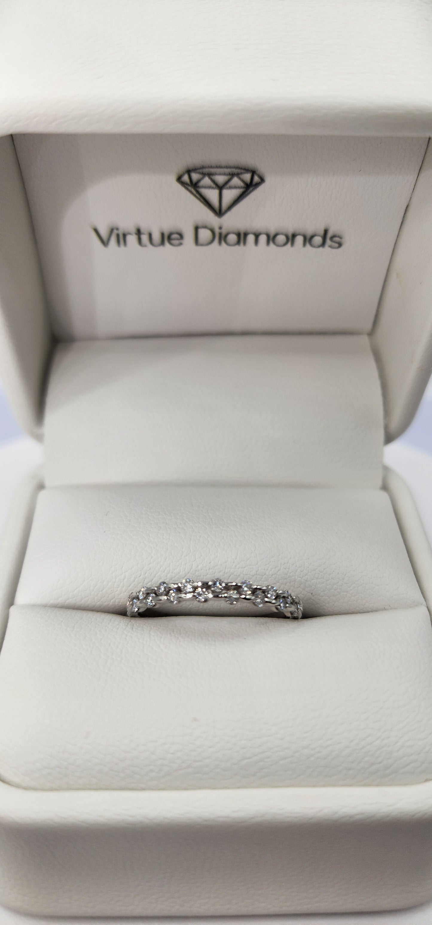 Dainty Stacking Ring - 14K White Gold - .07 CTW Lab Grown Diamonds Size 7