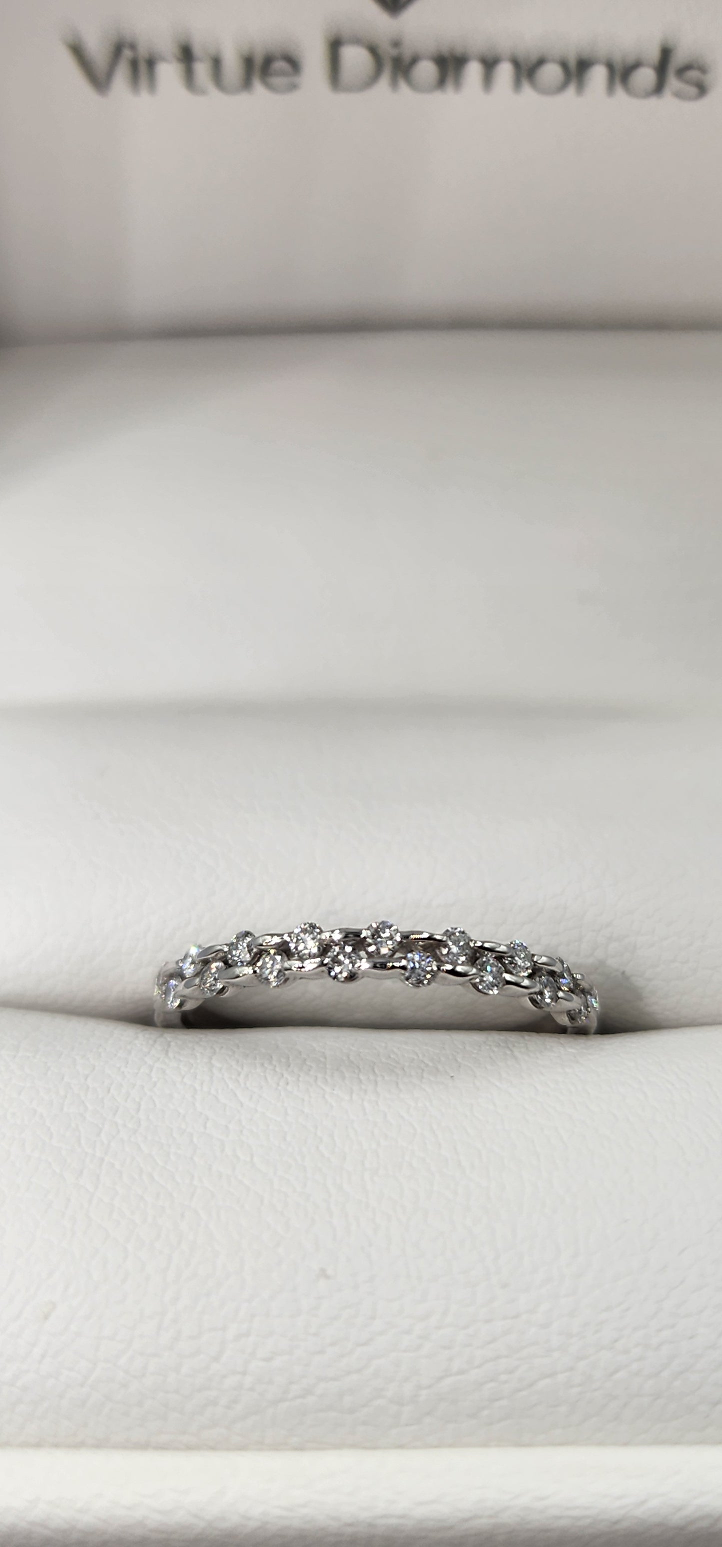 Dainty Stacking Ring - 14K White Gold - .07 CTW Lab Grown Diamonds Size 7