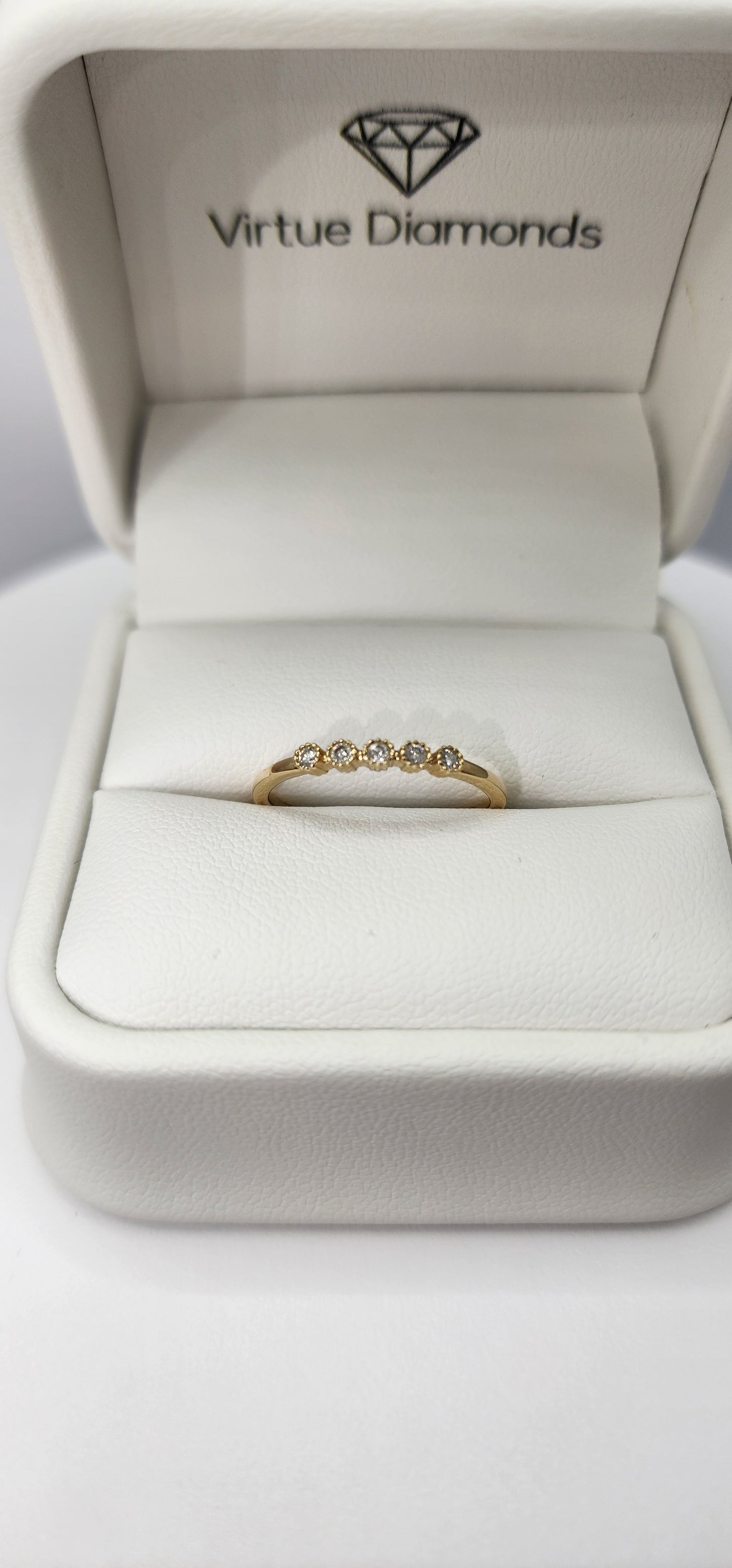 Dainty Stacking Ring - 14K Yellow Gold - .07 CTW Lab Grown Diamonds Size 7