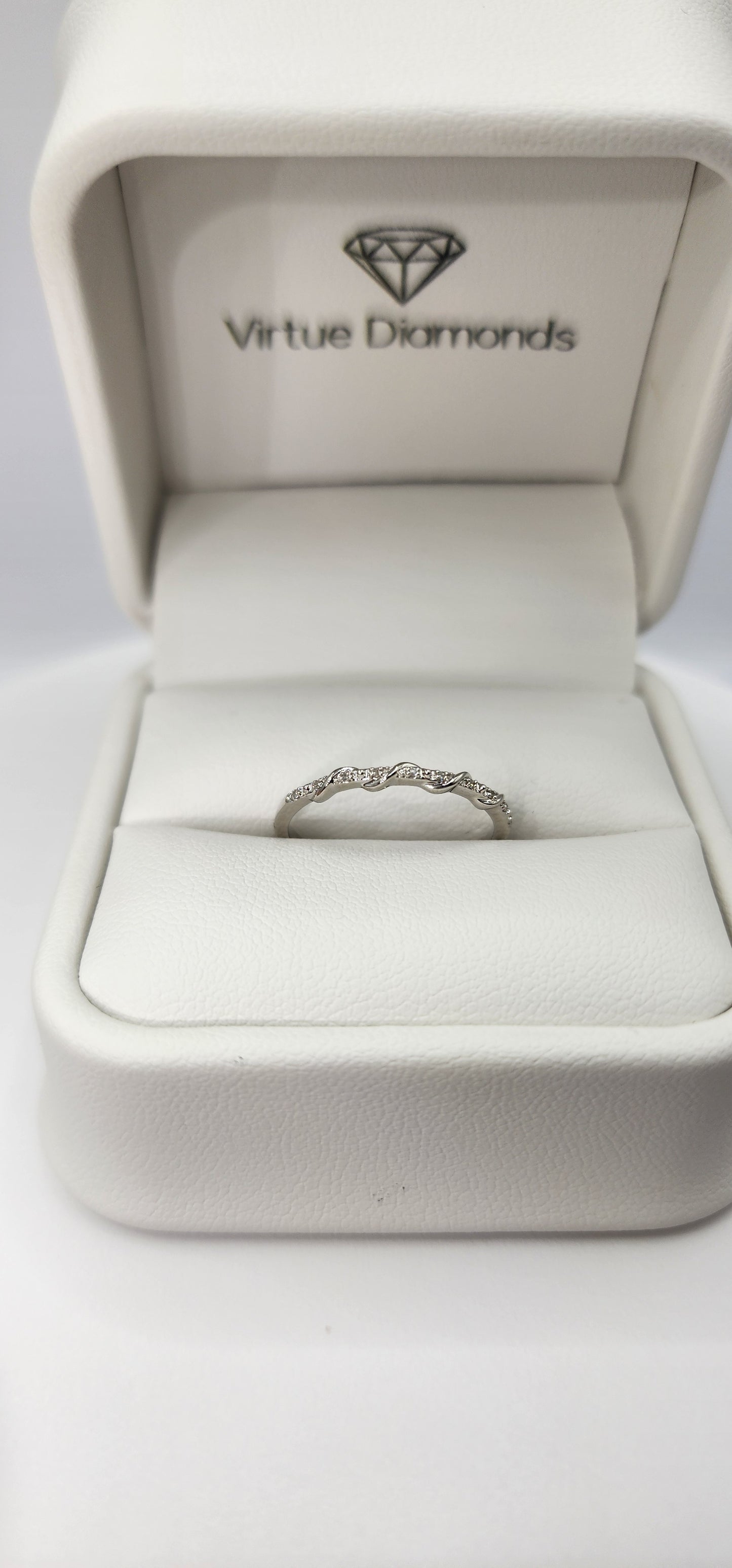 Dainty Stacking Ring - 10K White Gold - .025 CTW Lab Grown Diamonds Size 7
