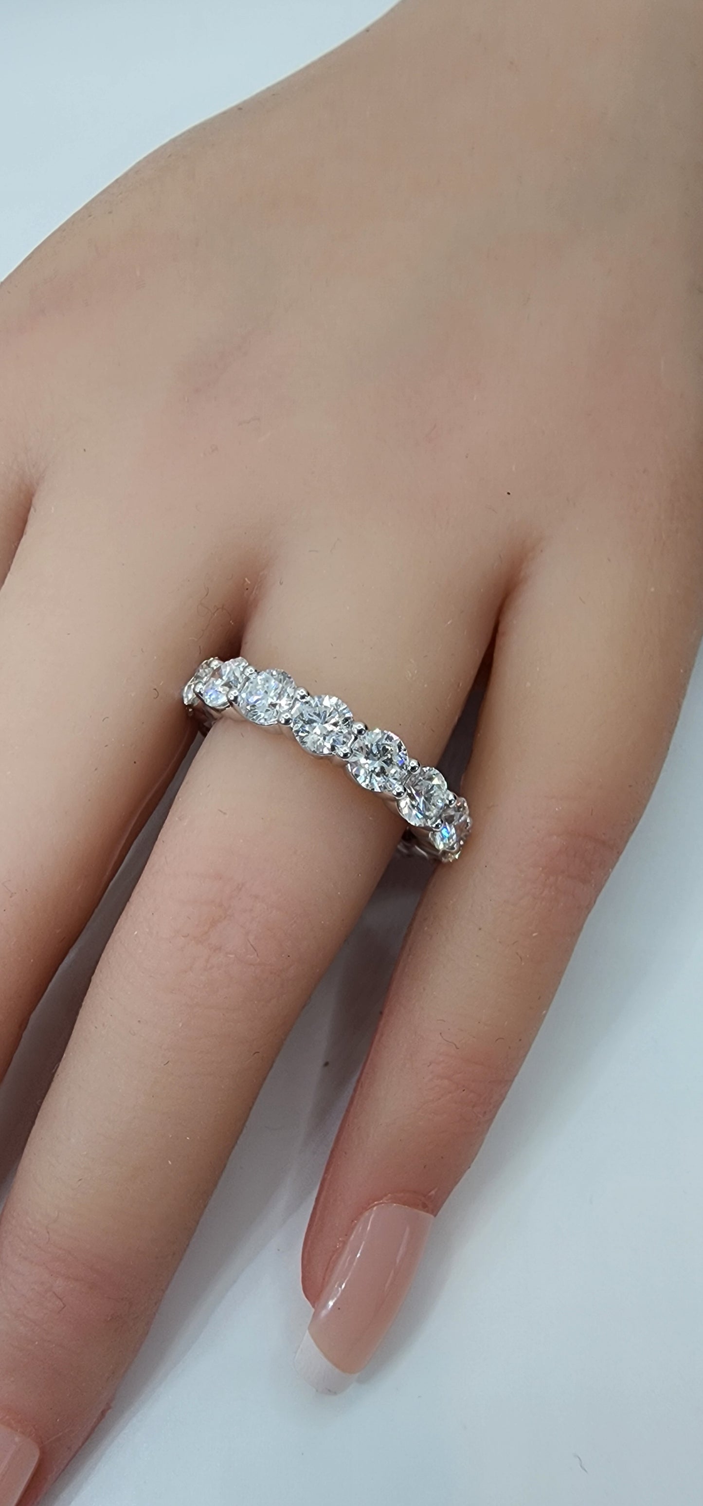 4 Carat Total Weight Round Lab Grown Diamond Eternity Band, 14k White Gold, Size 6