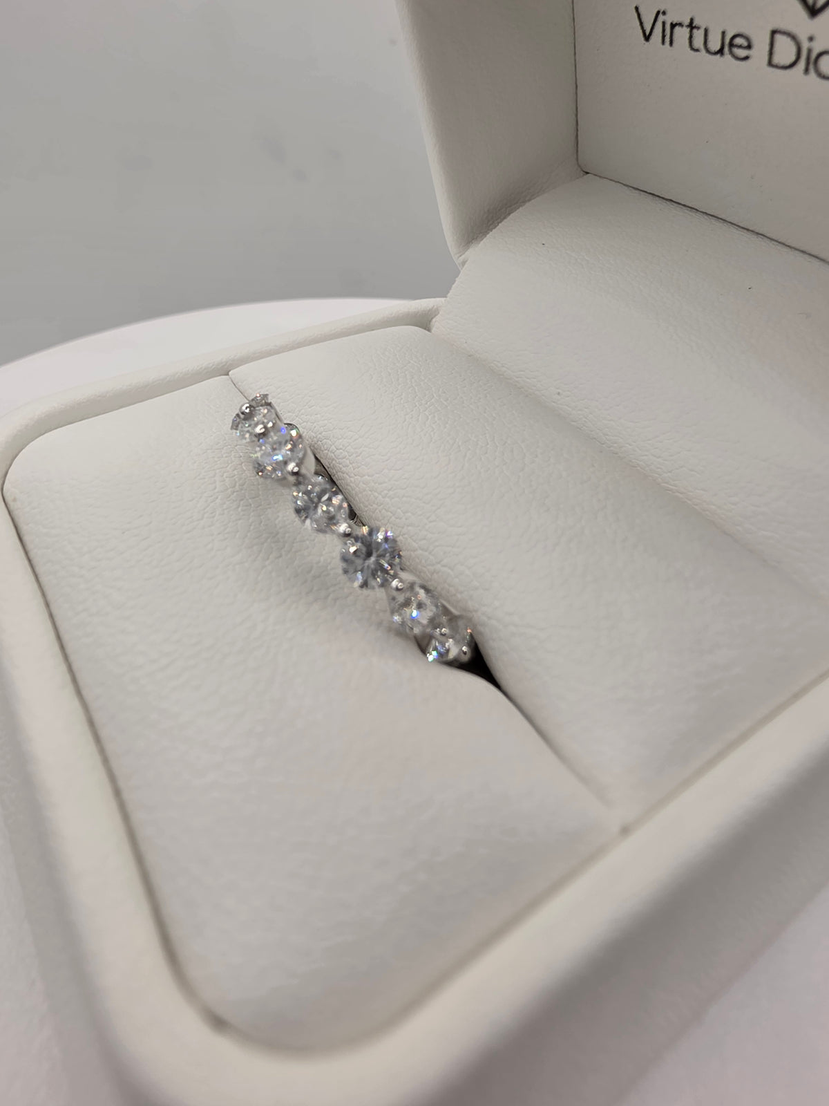 2.35 Carat Eternity Band, Mixed Cut Round & Oval "Bubble Band", 14k White Gold, Size 7