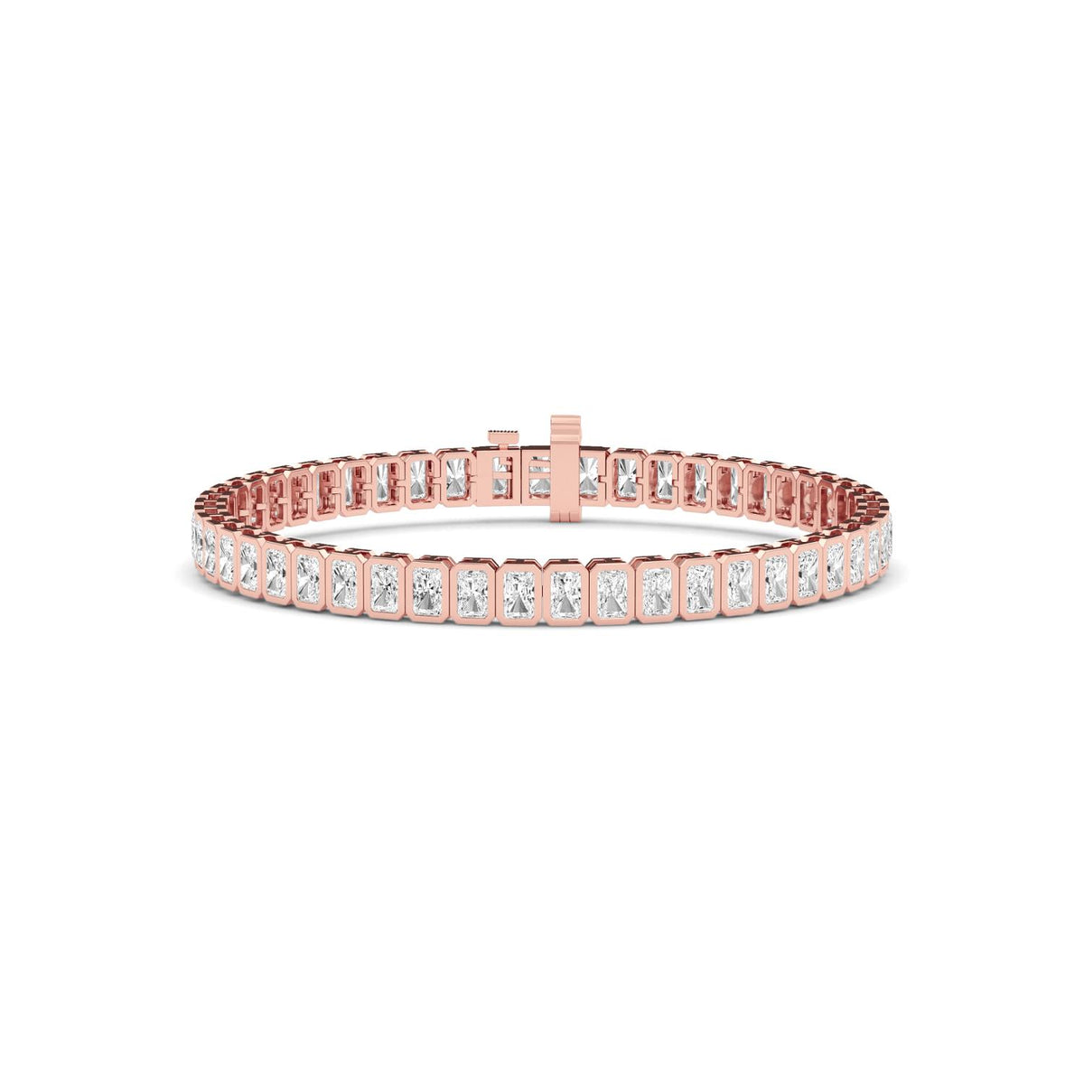 14k 7.7 ctw Emerald Cut Bezel Set 7" Bracelet