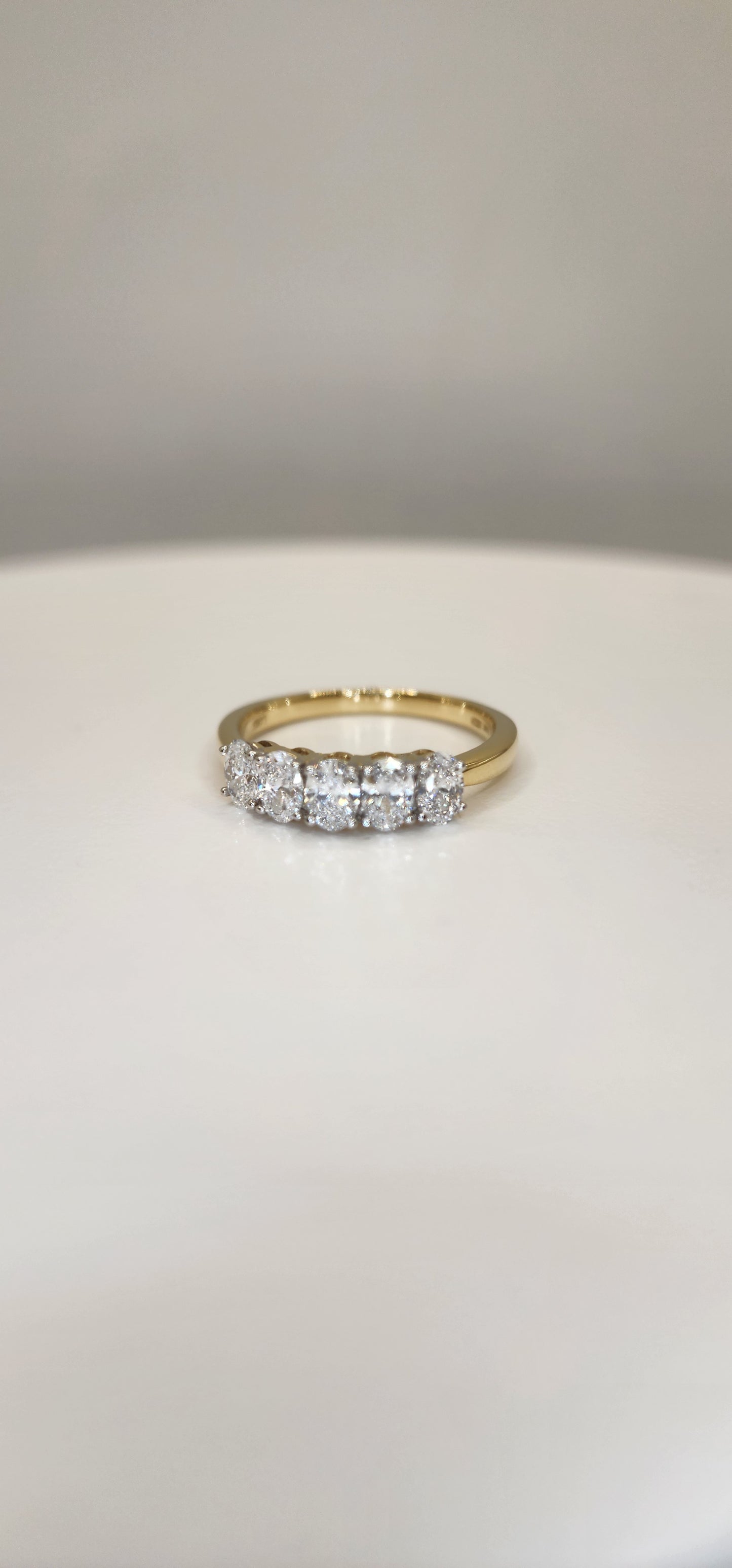 1 Carat Total Weight Oval 5-Diamond Yellow Gold Lab Diamond Anniversary Band Size 7