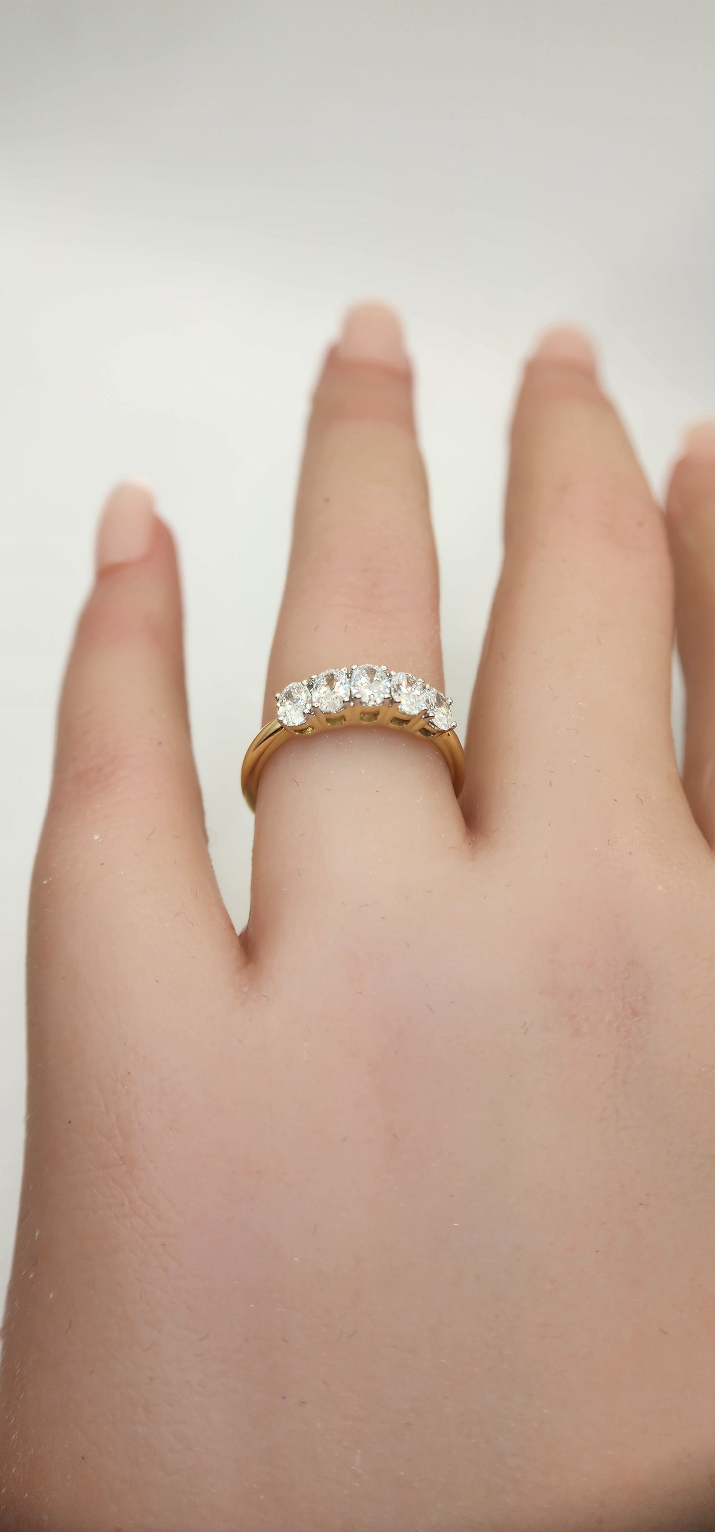 1 Carat Total Weight Oval 5-Diamond Yellow Gold Lab Diamond Anniversary Band Size 7