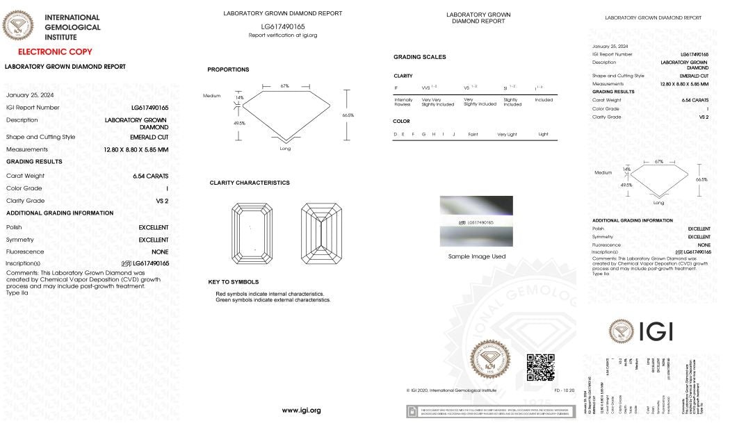 Diamond grading report with IGI logo on a white background