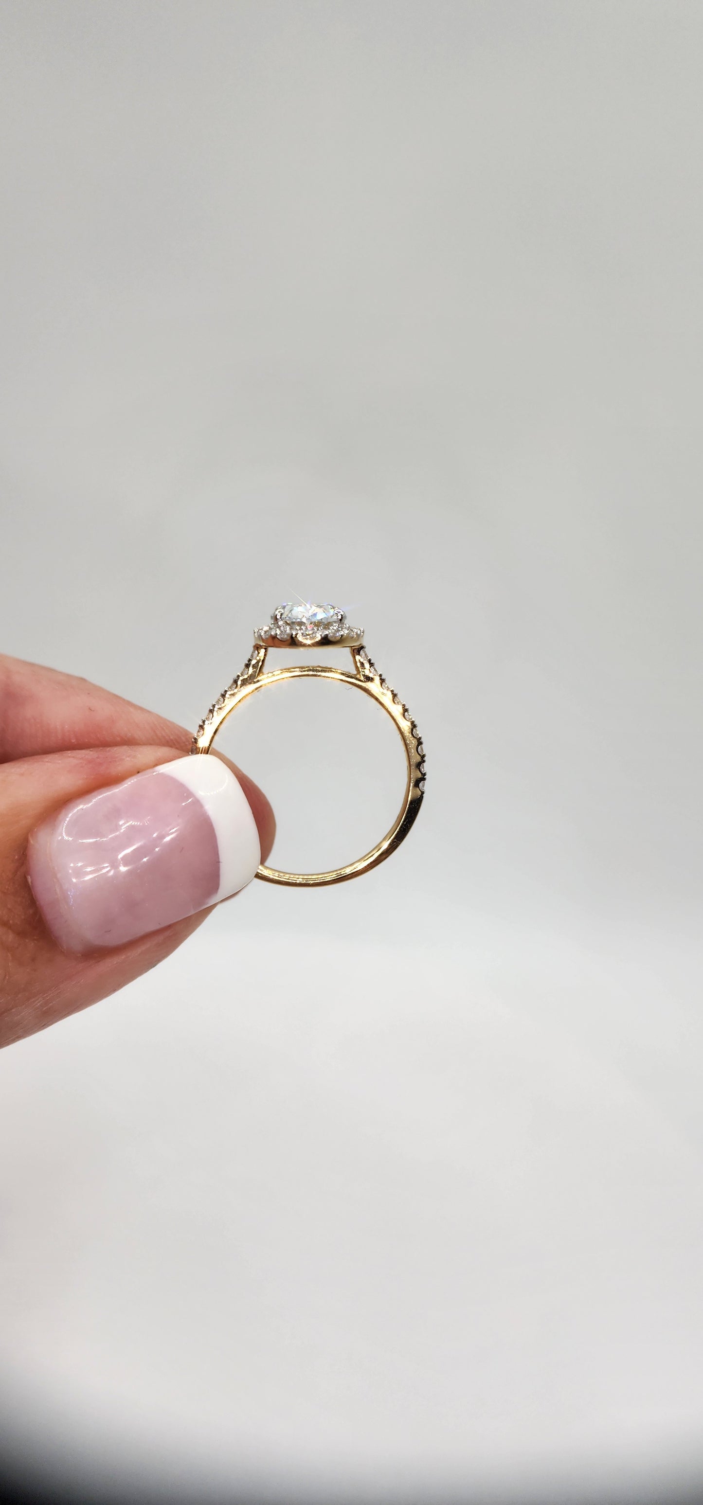 2 Carat Total Weight, Oval Halo Lab Grown Diamond Engagement Ring, Yellow Gold Size 7