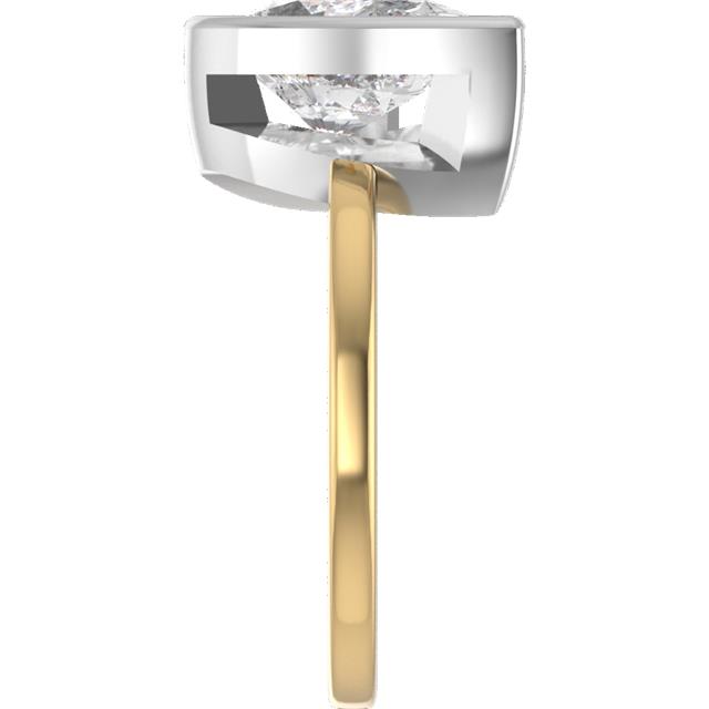 "The Kim Pear Bezel" 3 Carat Pear, F, VS1 IGI Certified Lab Grown Diamond, set in a 14k White Gold Bezel Setting Head with a 14K Yellow Gold Band