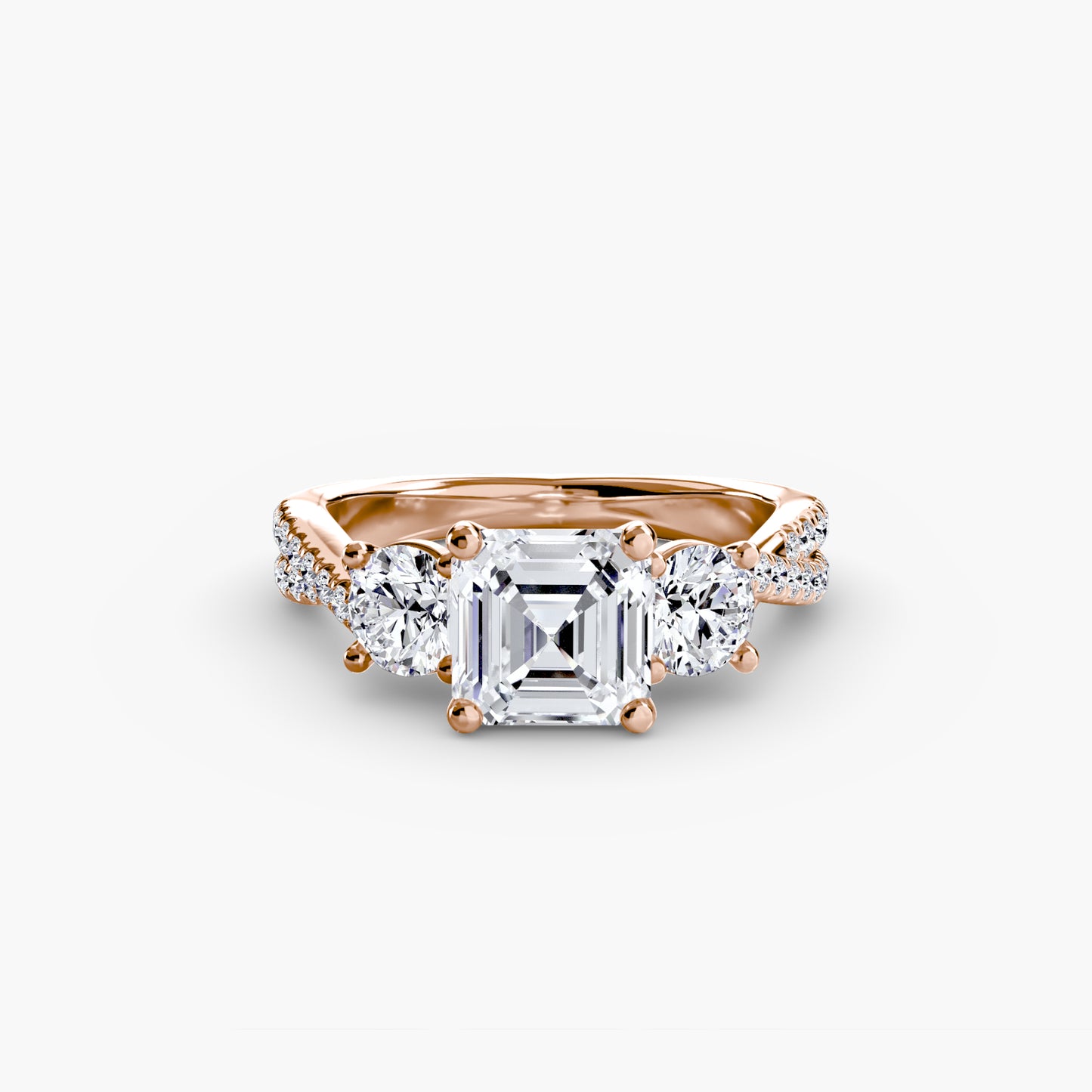The "Vienna" Three-Stone with Pavé Band