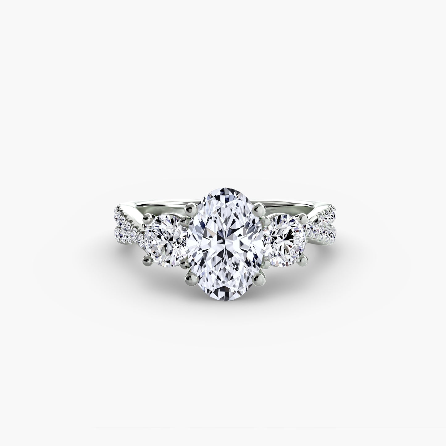 The "Vienna" Three-Stone with Pavé Band