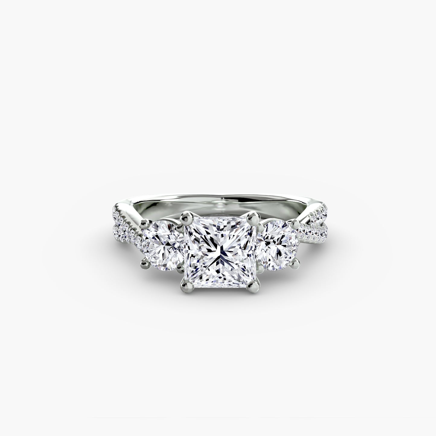 The "Vienna" Three-Stone with Pavé Band
