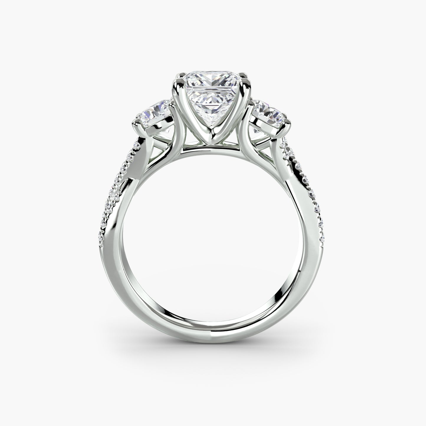 The "Vienna" Three-Stone with Pavé Band
