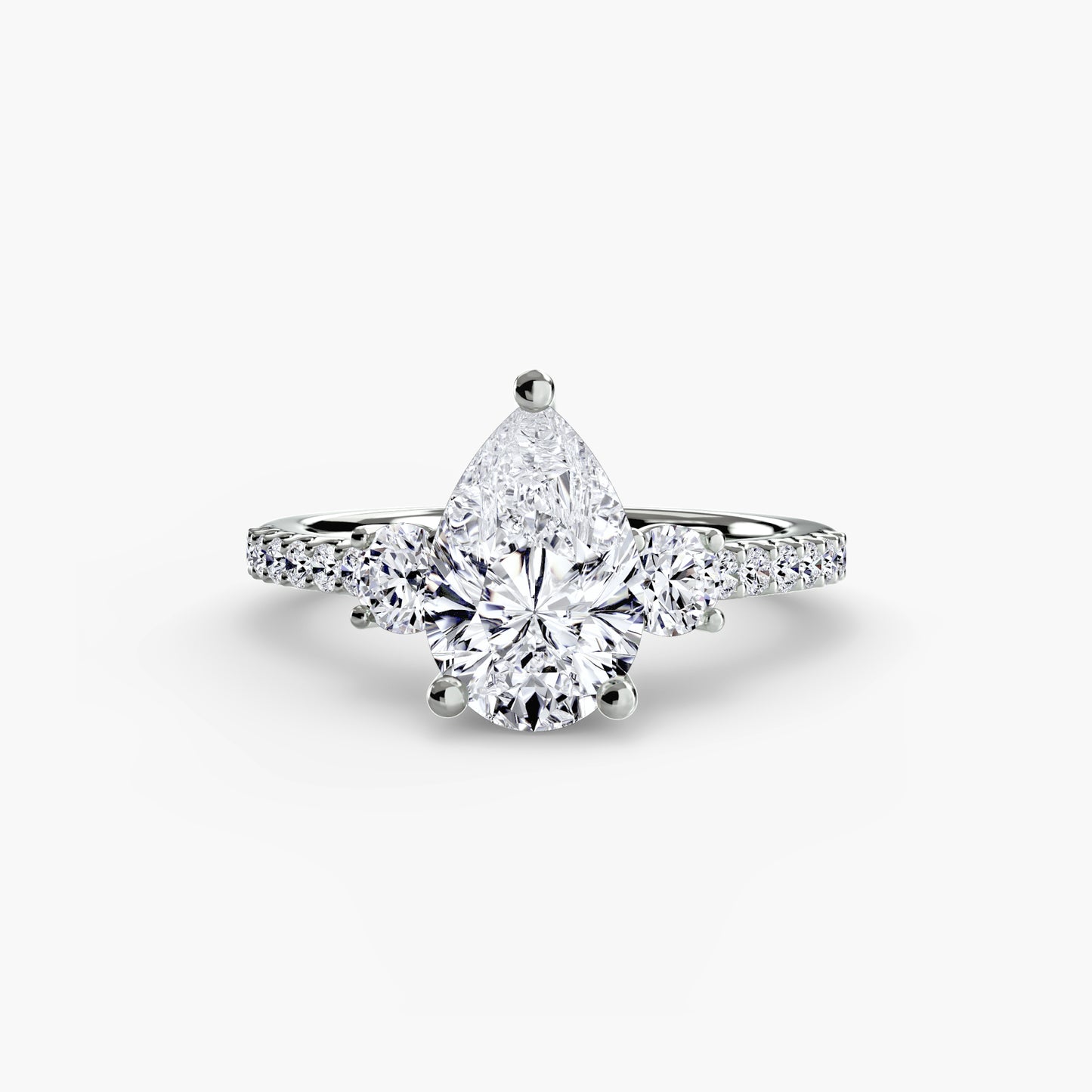 The "Florence" Three-Stone Ring with Pavé Band