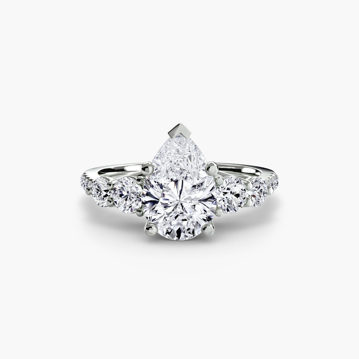The "Tahiti" Five Stone Ring with Pavé Band