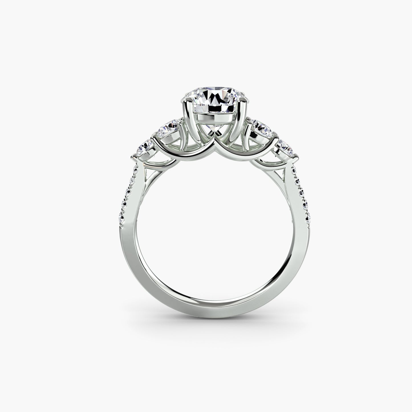 The "Tahiti" Five Stone Ring with Pavé Band