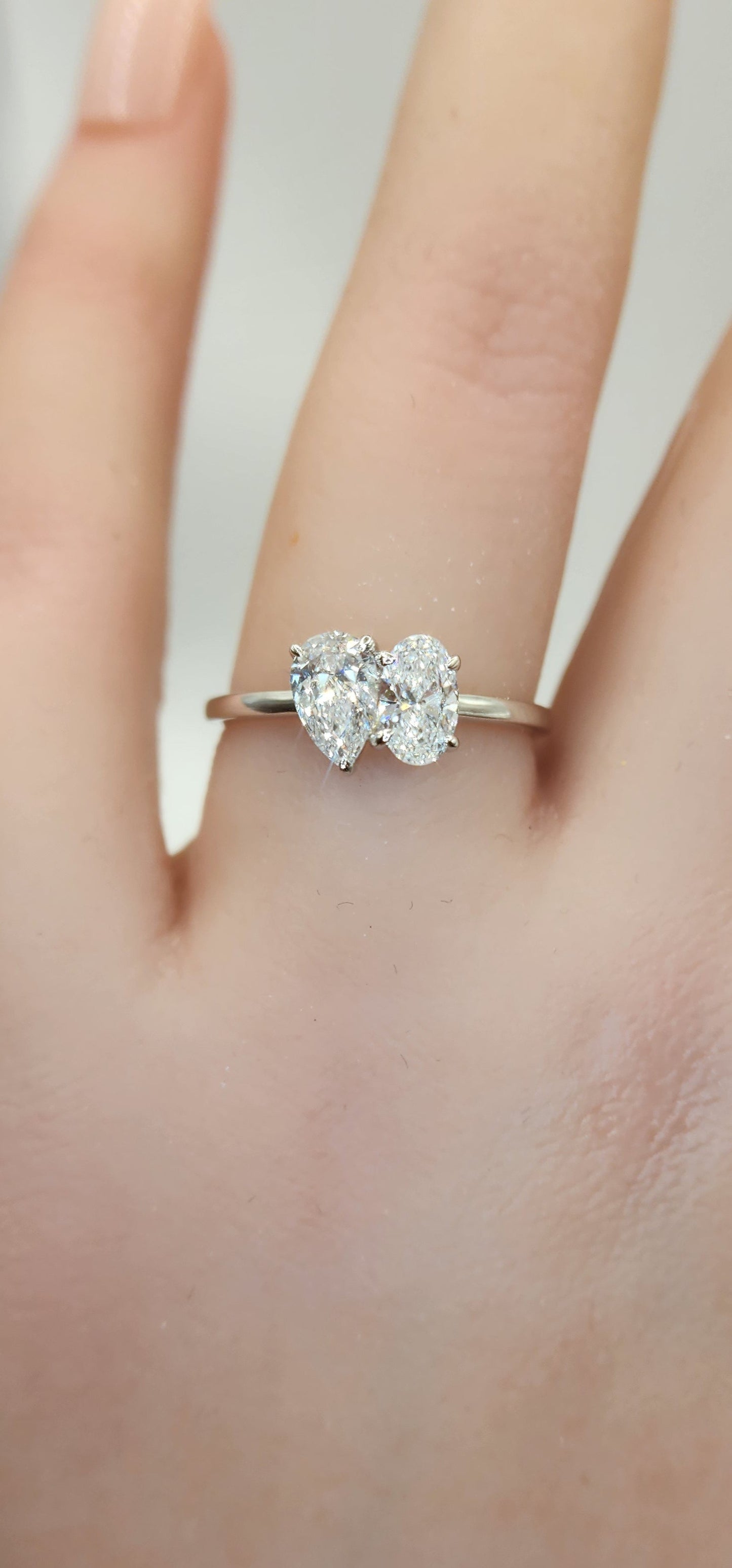 Toi Et Moi Ring 14k White Gold 1 CTTW LG Diamond Ring Size 7