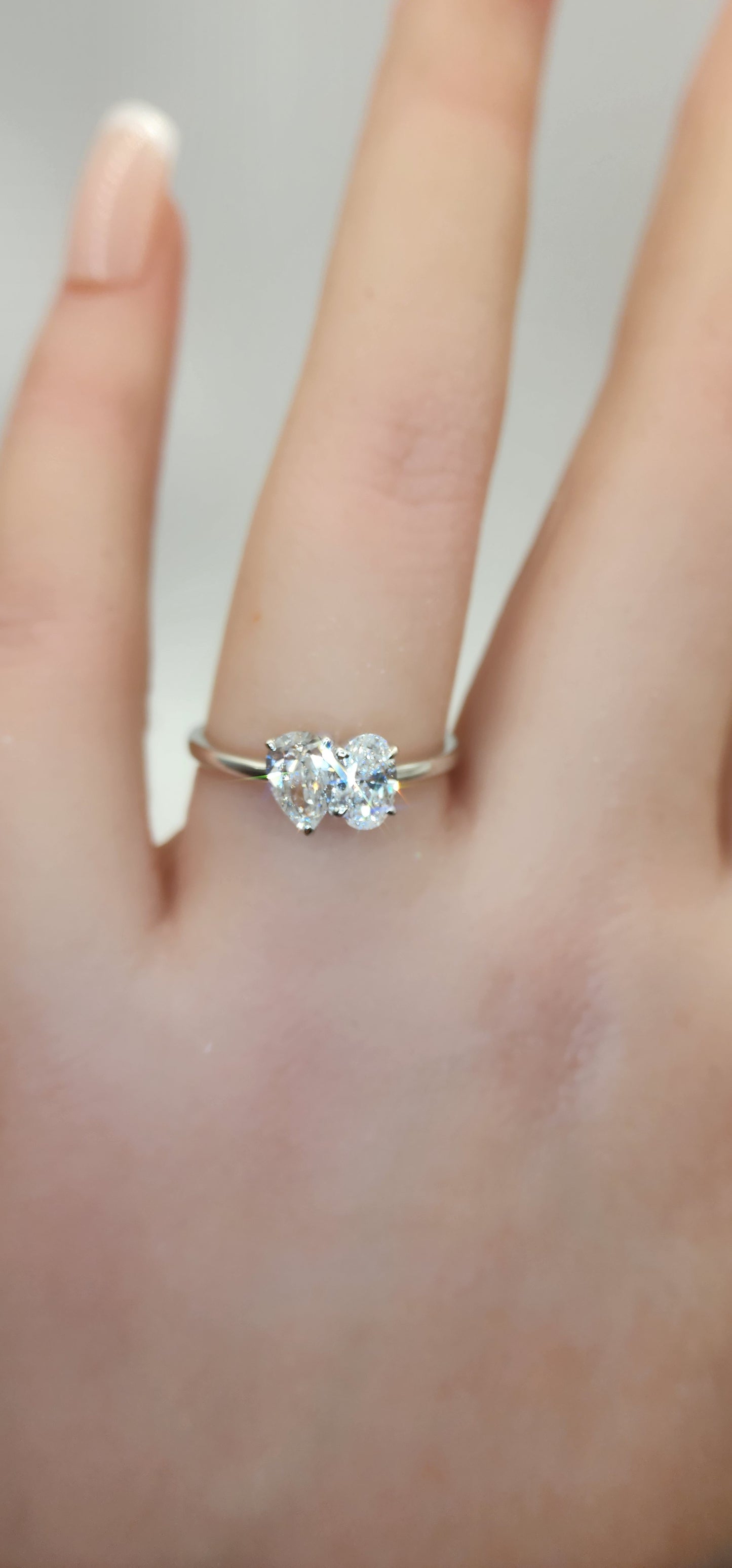Toi Et Moi Ring 14k White Gold 1 CTTW LG Diamond Ring Size 7