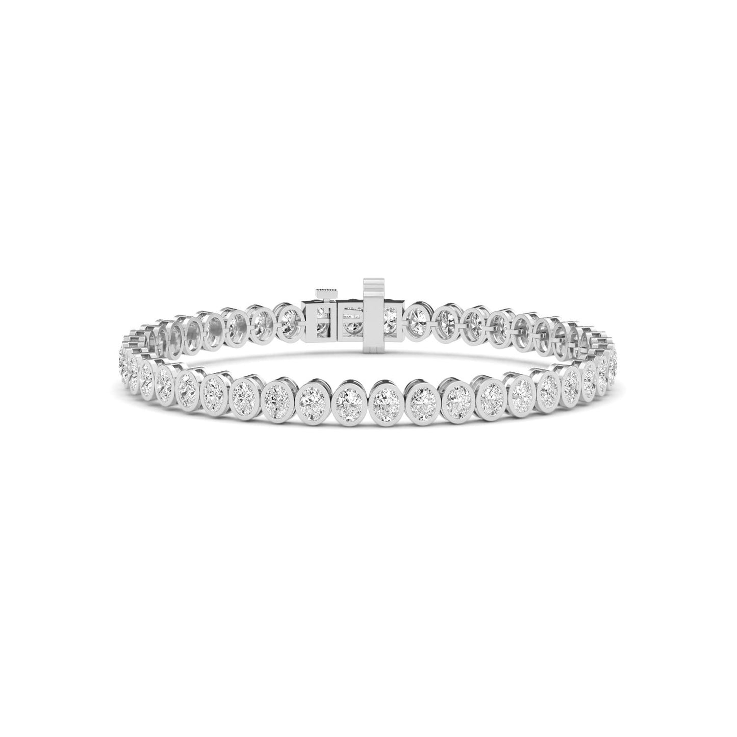 white gold and diamond bracelet in front of a white background