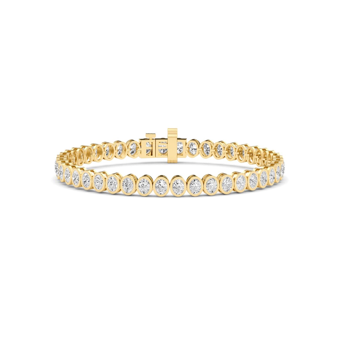 yellow gold and diamond bracelet against a white background