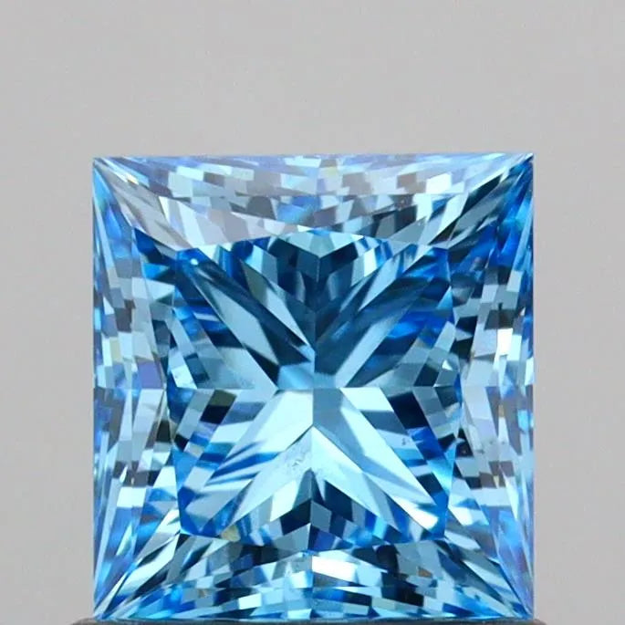 1.03ct Princess Lab Grown Diamond (Colour Fancy Vivid Blue, Clarity VS2, IGI Certified)