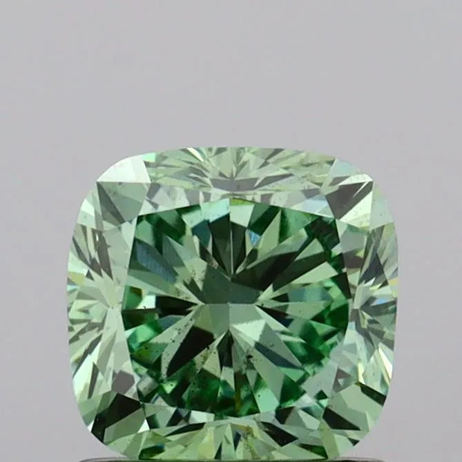 1.08ct Cushion modified Lab Grown Diamond (Colour Fancy Vivid Green, Clarity VS2, IGI Certified)