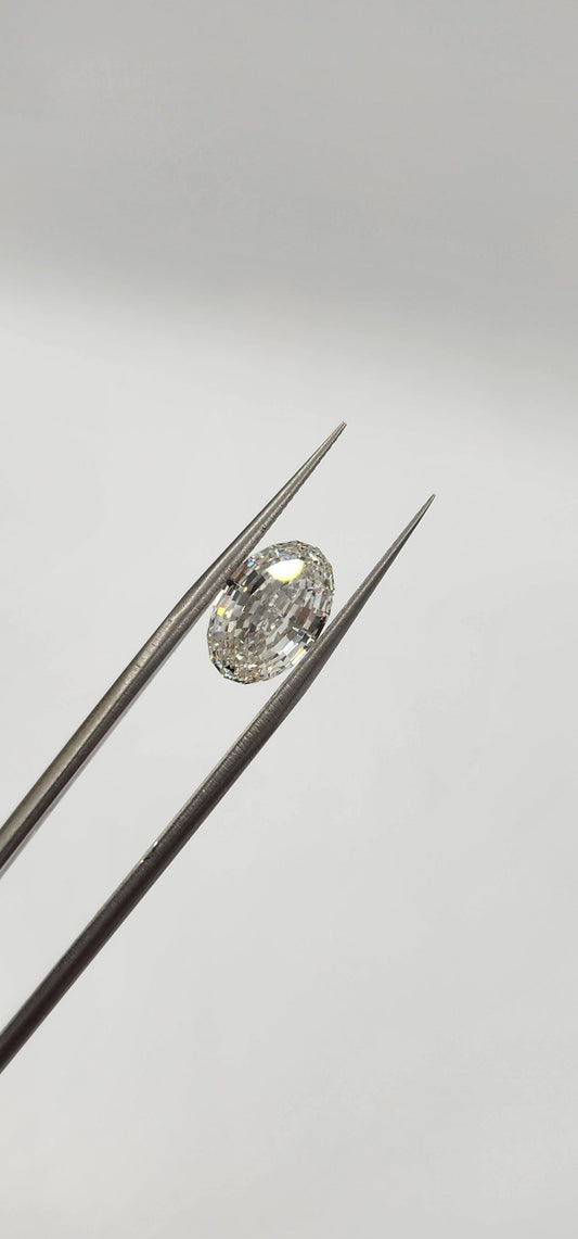 3.78 Portuguese Oval Lab Grown Diamond, Color F, VVS2 Clarity IGI Certified