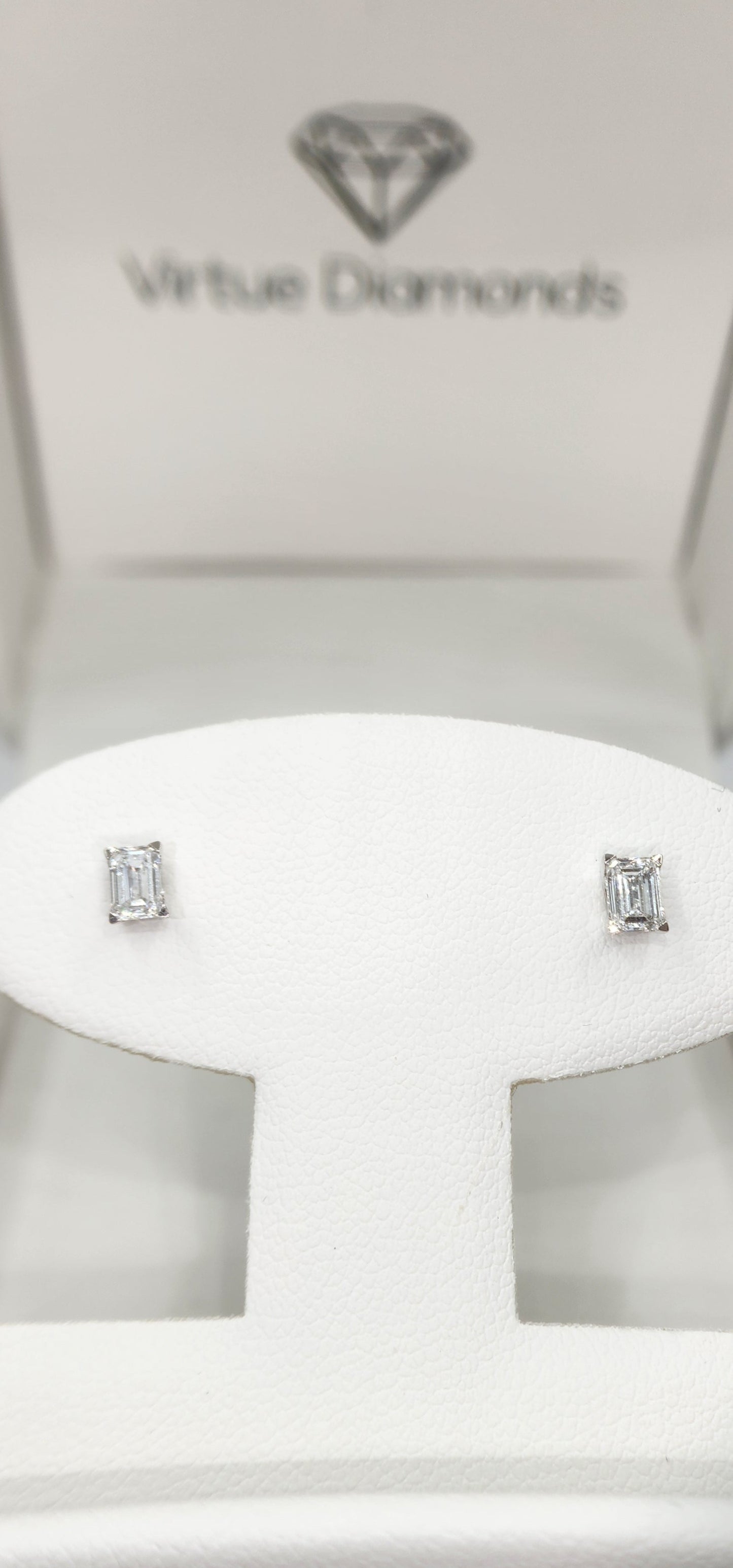 .5 Carat Total Weight 14K White Gold Emerald Cut Lab Grown Diamond Studs