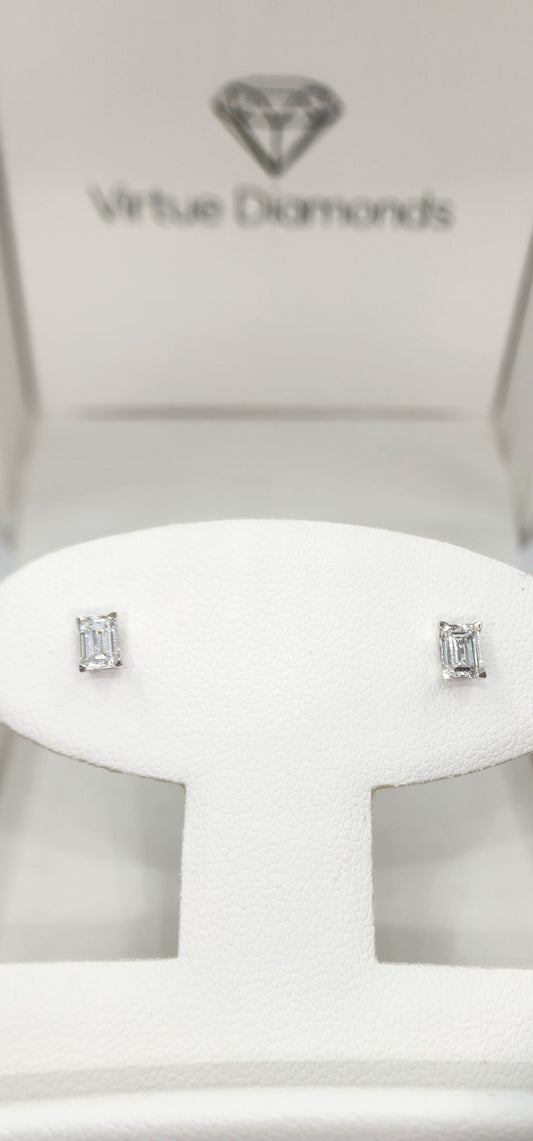 .5 Carat Total Weight 14K White Gold Emerald Cut Lab Grown Diamond Studs