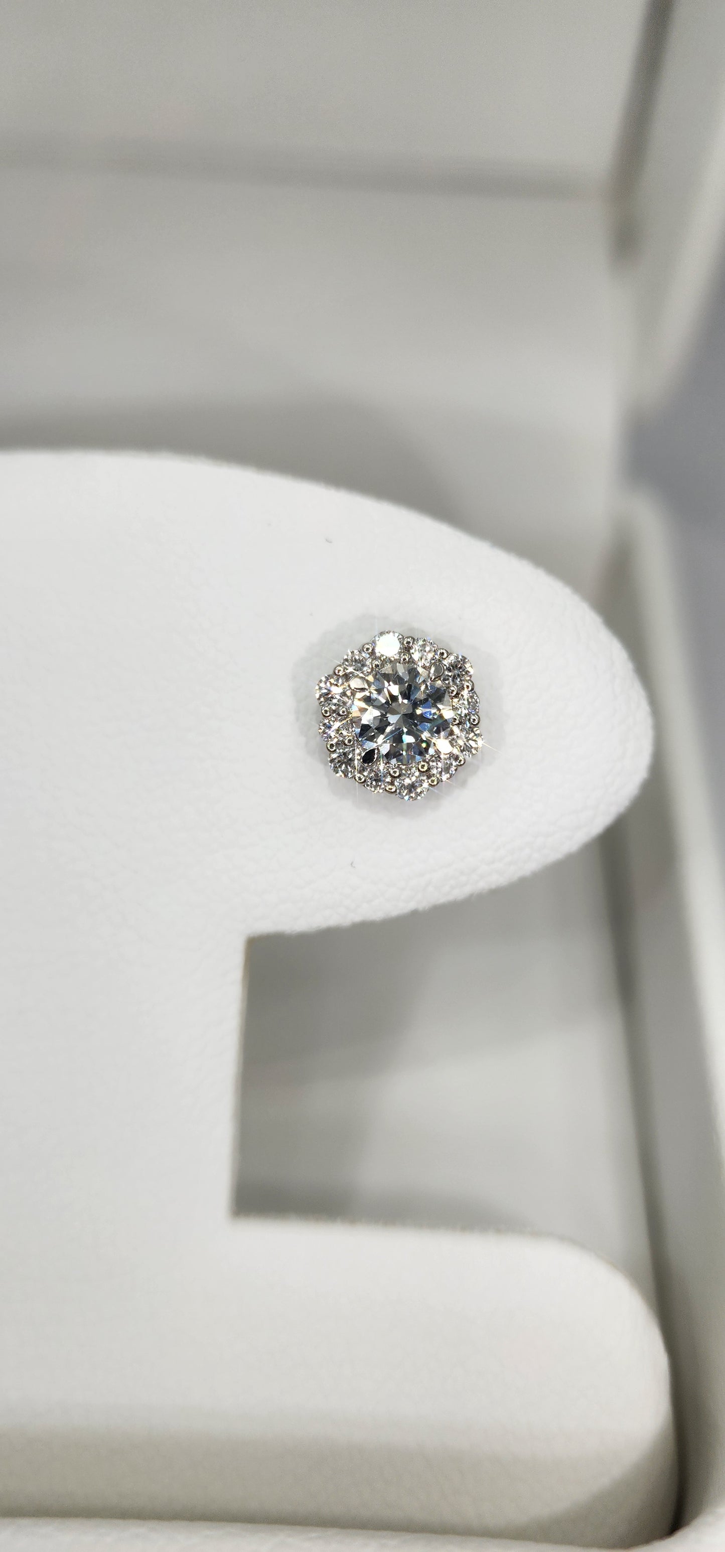 1 Carat Total Weight 14K White Gold Halo Lab Grown Diamond Studs (Center Stones are .66 CT Each)