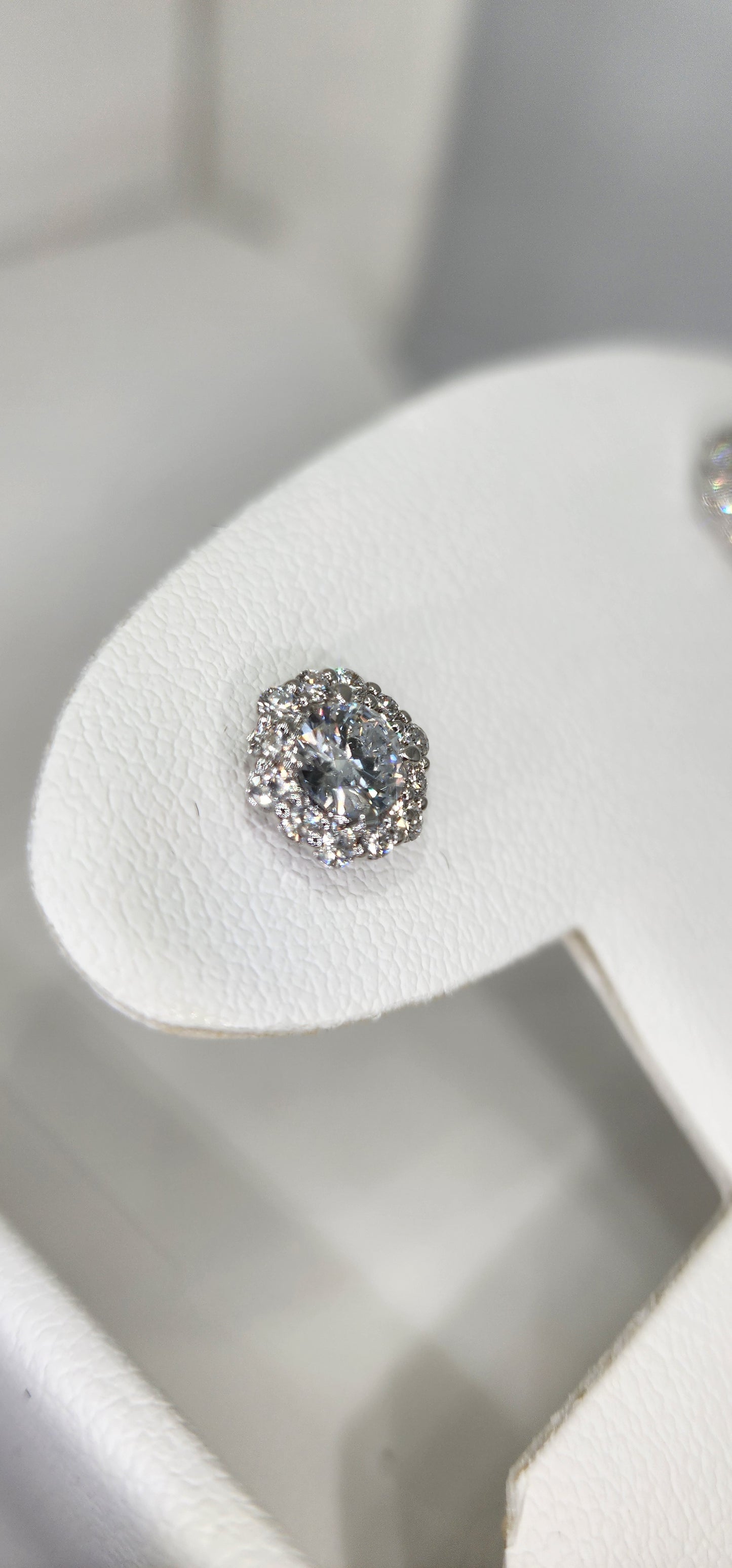 1 Carat Total Weight 14K White Gold Halo Lab Grown Diamond Studs (Center Stones are .66 CT Each)