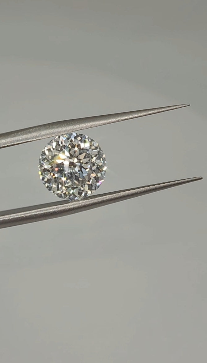 3.02 Carat Portuguese Round Lab Grown Diamond, Color F, VS1 Clarity IGI Certified