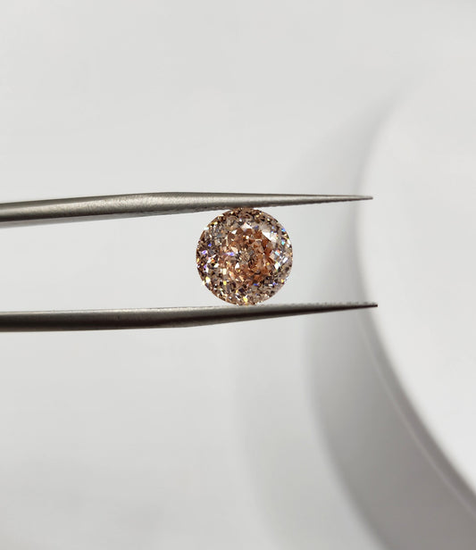3.05 Carat Round PORTUGUESE Cut Lab Grown Diamond, FANCY PINK/CHAMPAGNE, VS1 Clarity IGI Certified
