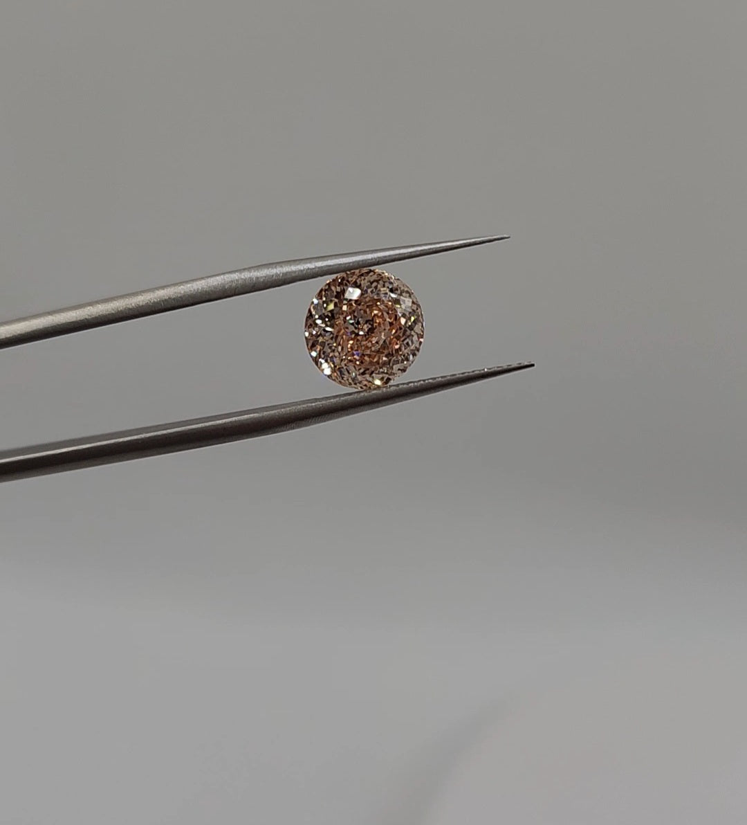 3.05 Carat Round PORTUGUESE Cut Lab Grown Diamond, FANCY PINK/CHAMPAGNE, VS1 Clarity IGI Certified