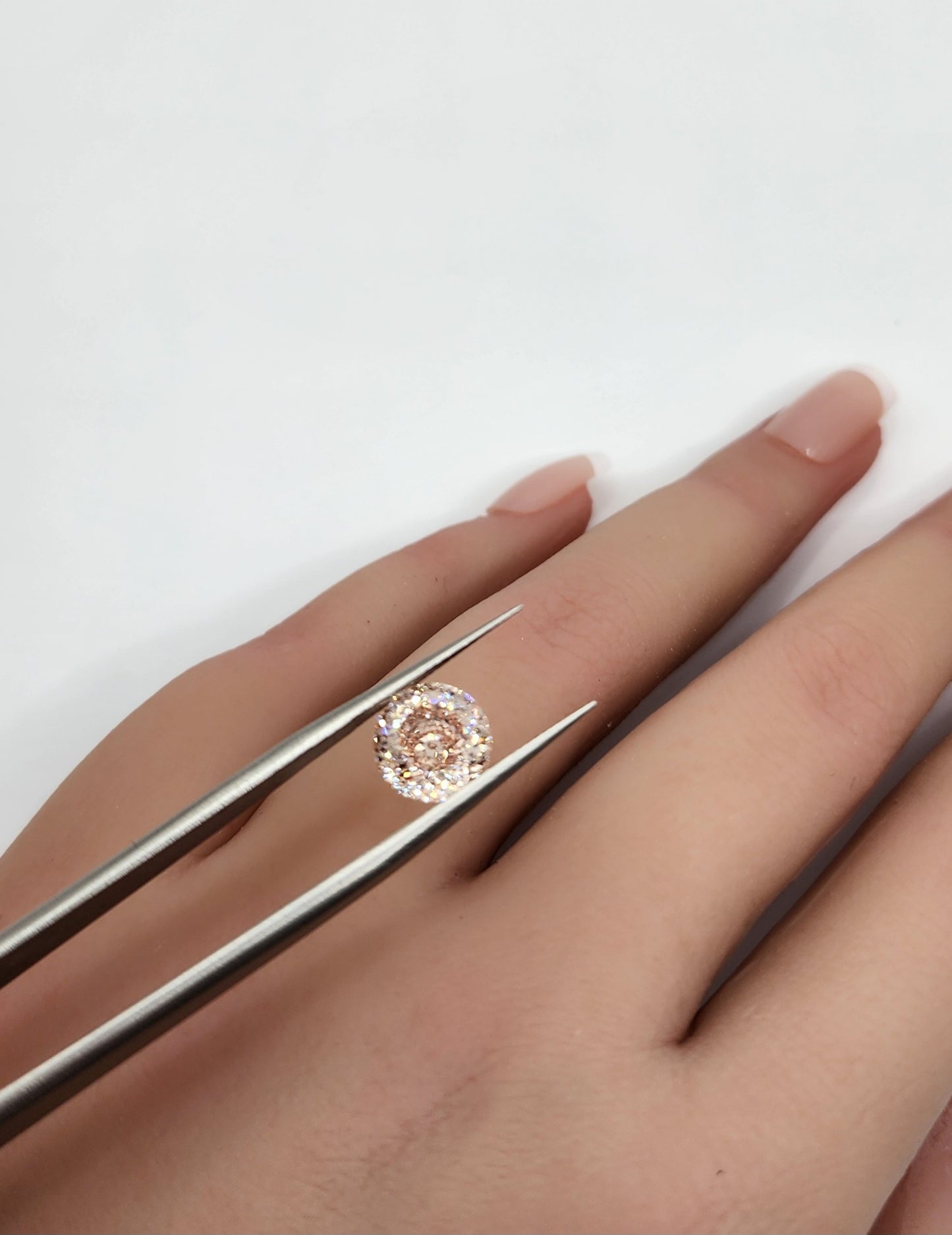 3.05 Carat Round PORTUGUESE Cut Lab Grown Diamond, FANCY PINK/CHAMPAGNE, VS1 Clarity IGI Certified