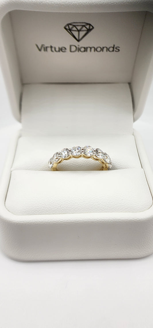 2 Carat Total Weight Round Lab Grown Diamond Annivesary Band, Yellow Gold,  Size 7