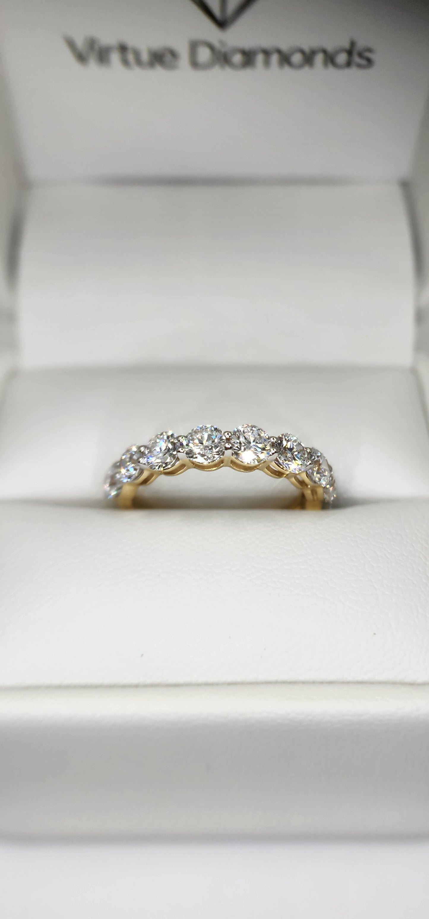 2 Carat Total Weight Round Lab Grown Diamond Annivesary Band, Yellow Gold,  Size 7