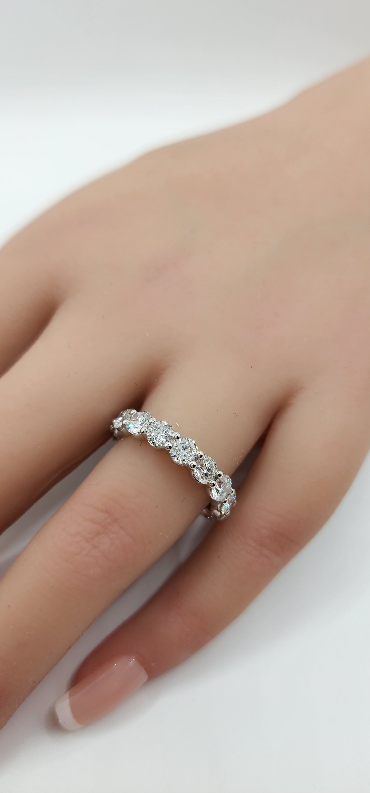 4 Carat Total Weight Round Lab Grown Diamond Eternity Band,White Gold,  Size 7
