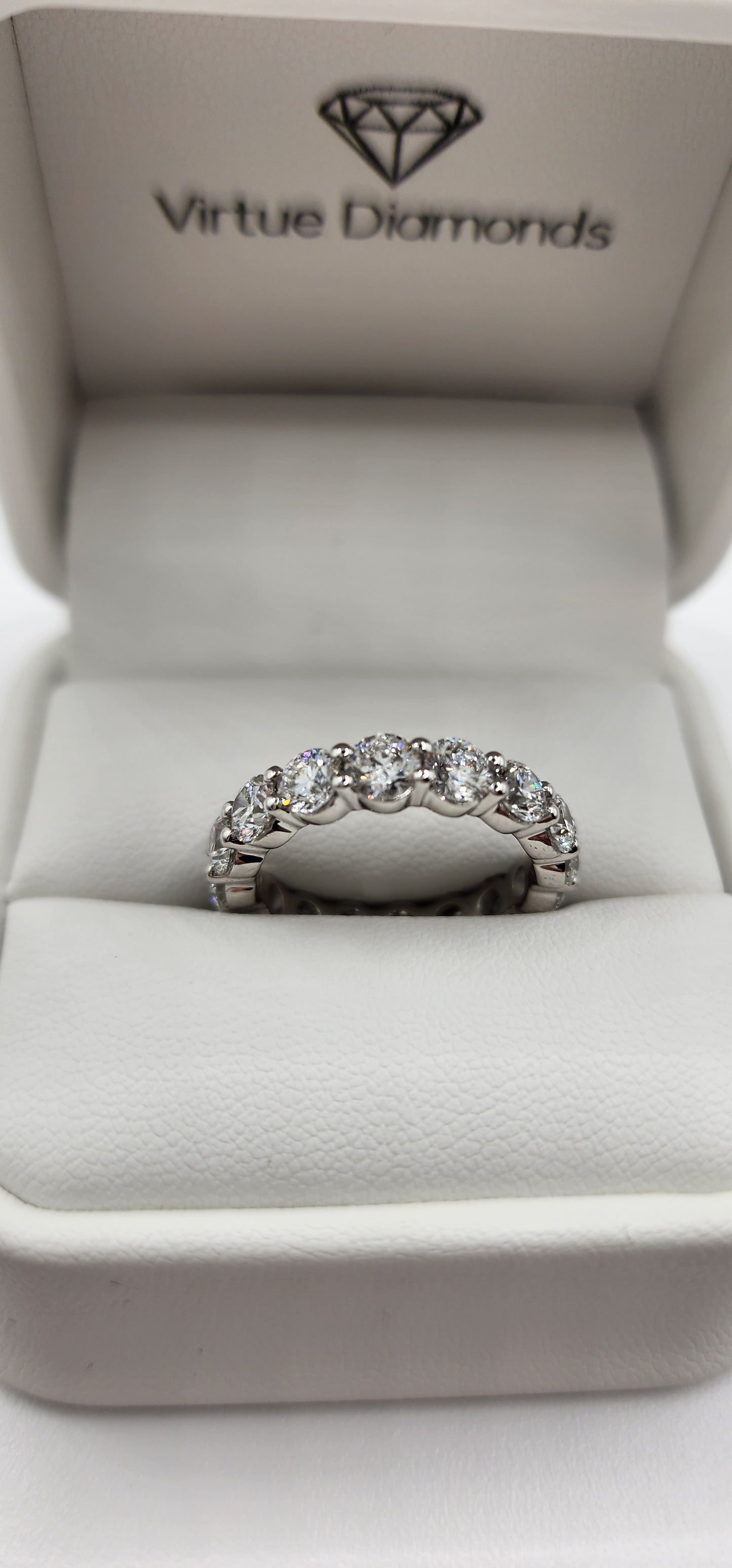 4 Carat Total Weight Round Lab Grown Diamond Eternity Band,White Gold,  Size 7