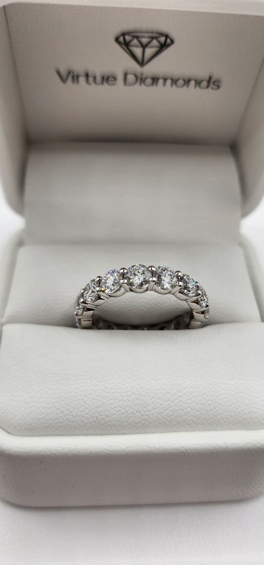 4 Carat Total Weight Round Lab Grown Diamond Eternity Band,White Gold,  Size 7