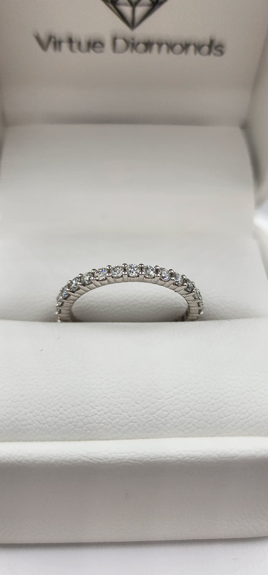 1 Carat Total Weight Round Lab Grown Diamond Eternity Band, White Gold,  Size 7