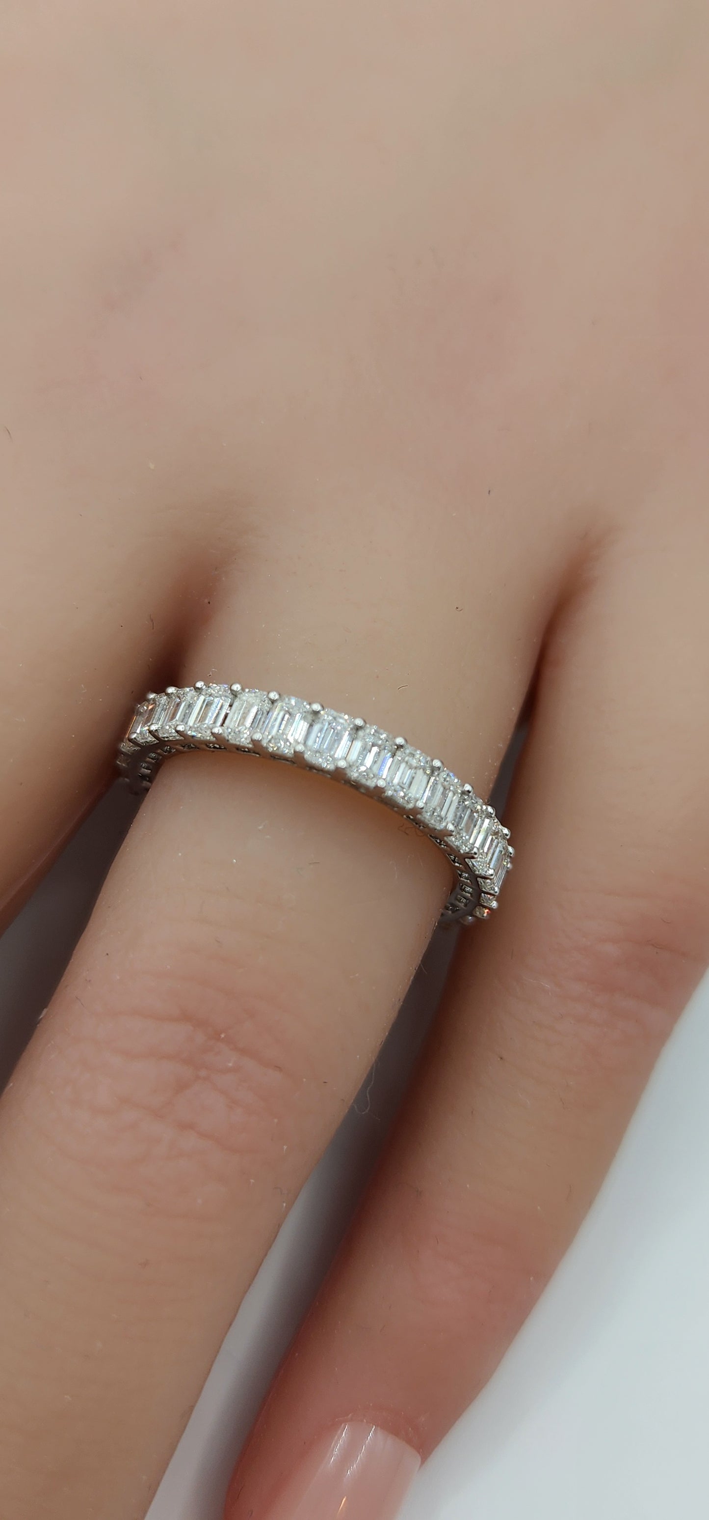 2 Carat Total Weight Emerald Cut Lab Grown Diamond Eternity Band, 14k White Gold,  Size 7